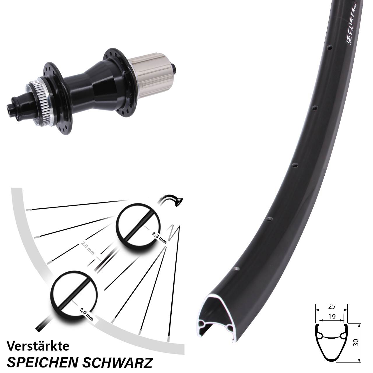 Disc Hinterrad für Schnellspanner 28 Zoll Gora Plus Novatec CL-135 8-12 fach HG