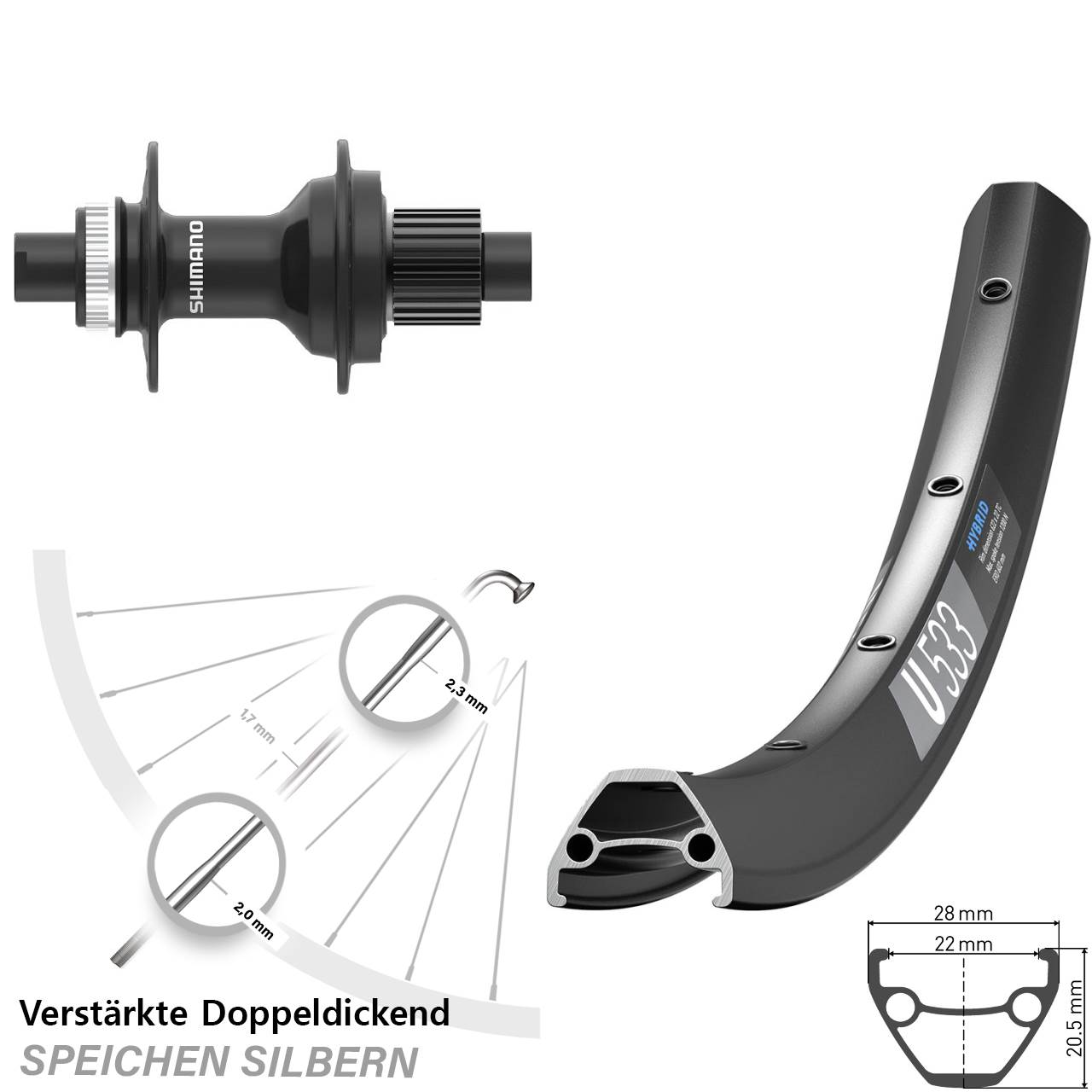 DT Swiss U533 FH-MT410 28-29 Zoll Disc Hinterrad 12x142 Micro Spline