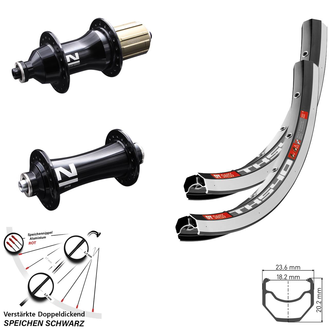 28 Zoll DT Swiss TK540 Novatec A141 SB/F-162SB Laufradsatz für Schnellspanner 8-12 fach