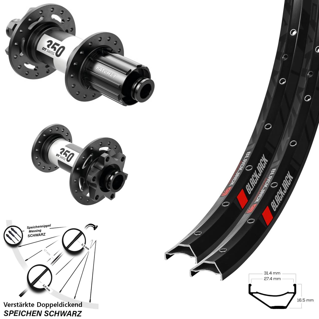Rodi Ready 27 DT Swiss 350 27,5 Zoll Laufradsatz 6-Loch 15x100 12x142 8-11 fach HG