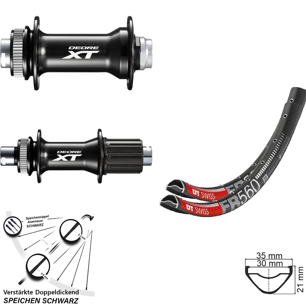Laufradsatz Disc 26 Zoll DT Swiss FR560 Shimano FH-M8010-B HB-M8010-B 8-11 fach Boost
