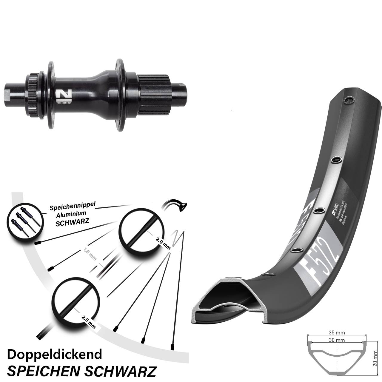Centerlock Hinterrad 27,5 Zoll DT Swiss F572 Novatec D792SB Micro Spline 12x142