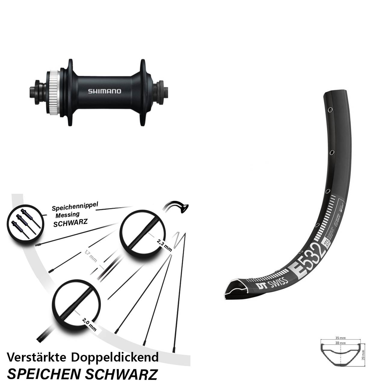 Vorderrad Centerlock QR 27,5 Zoll DT Swiss E 532 Shimano HB-M4050