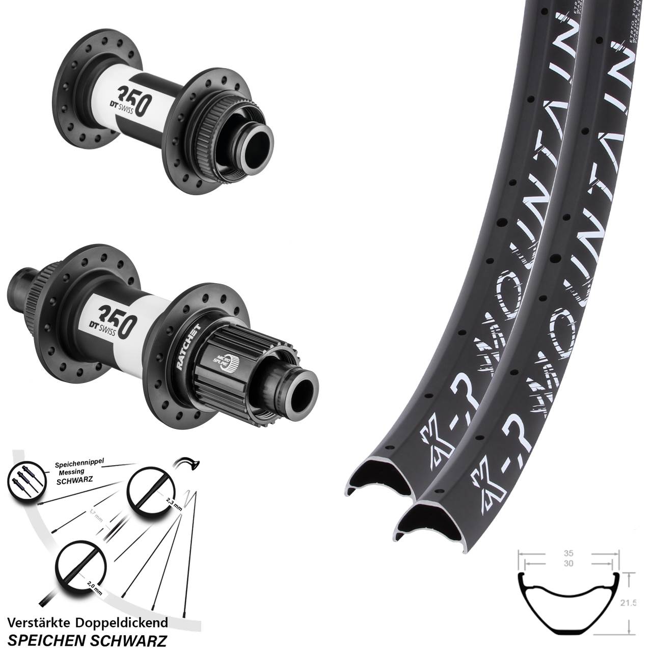 Laufradsatz Centerlock 15x100 12x142 27,5 Zoll KX-R Mountain DT Swiss 350 Shimano Micro