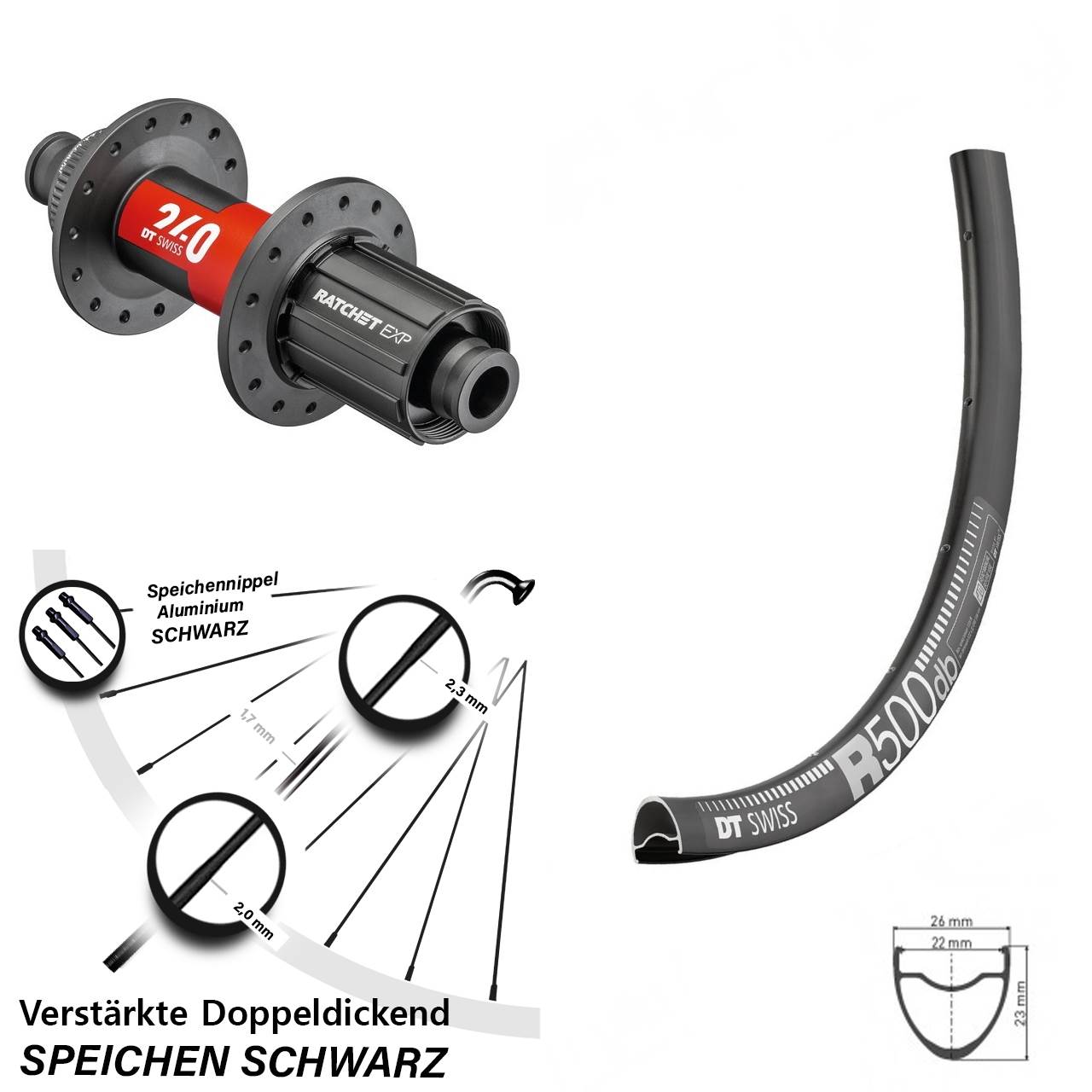 DT Swiss R500-240 EXP Road Centerlock Hinterrad 28-29 Zoll 11-12 fach 12x142