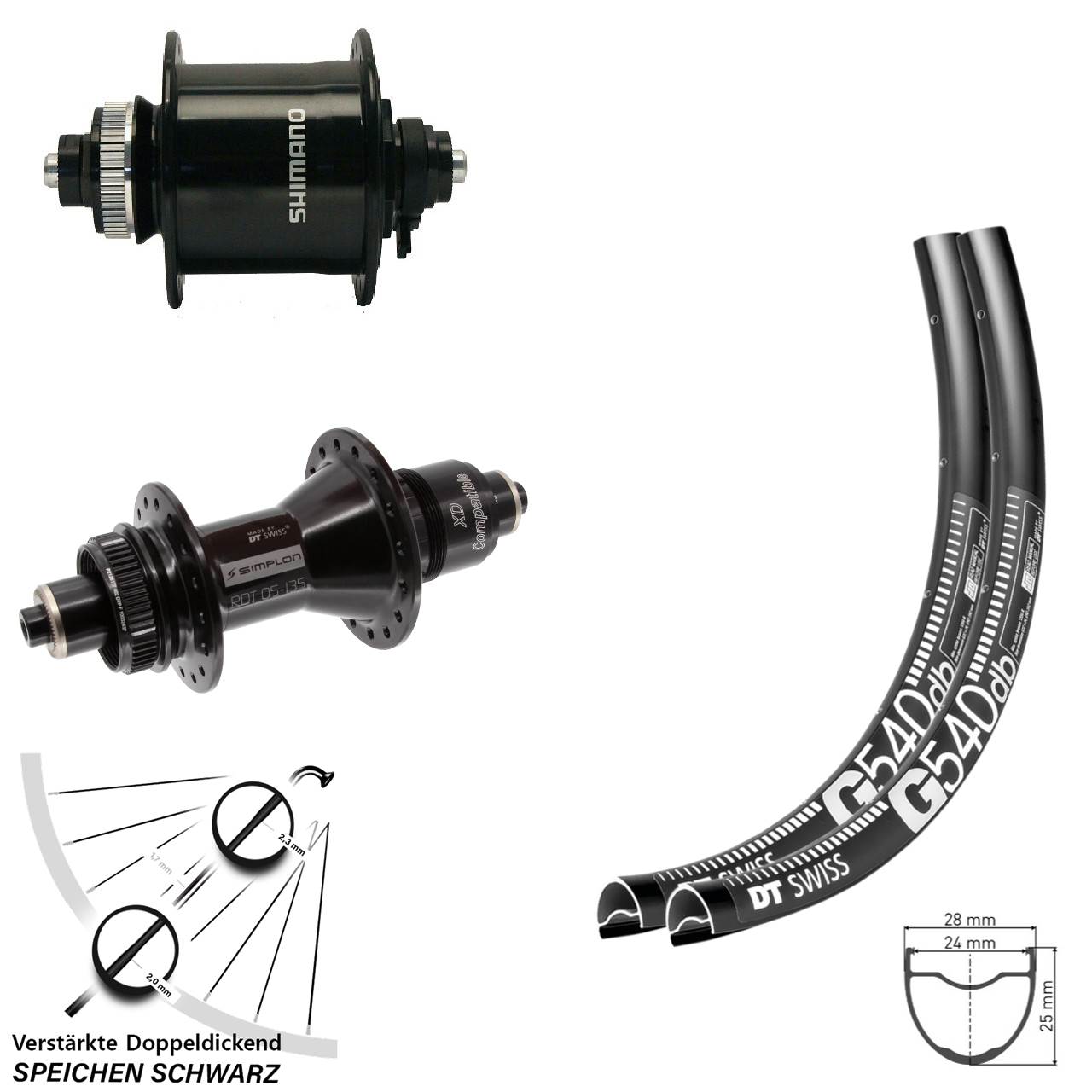 Centerlock Laufradsatz 29 Zoll QR DT Swiss G540 370 Shimano DH-UR700-3D Sram XD