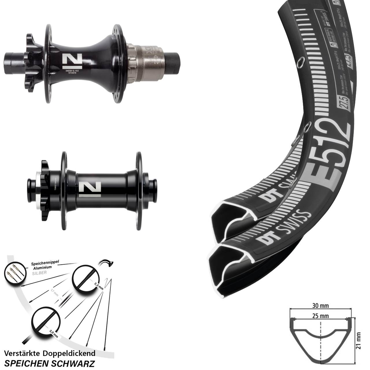DT Swiss E 512 Novatec D041SB D462 650B Disc Laufradsatz 15x110 12x148 XD 11-12 fach