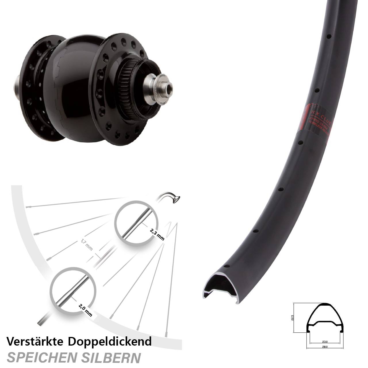 Disc Laufrad mit Nabendynamo QR 28 Zoll KX Clue SON delux