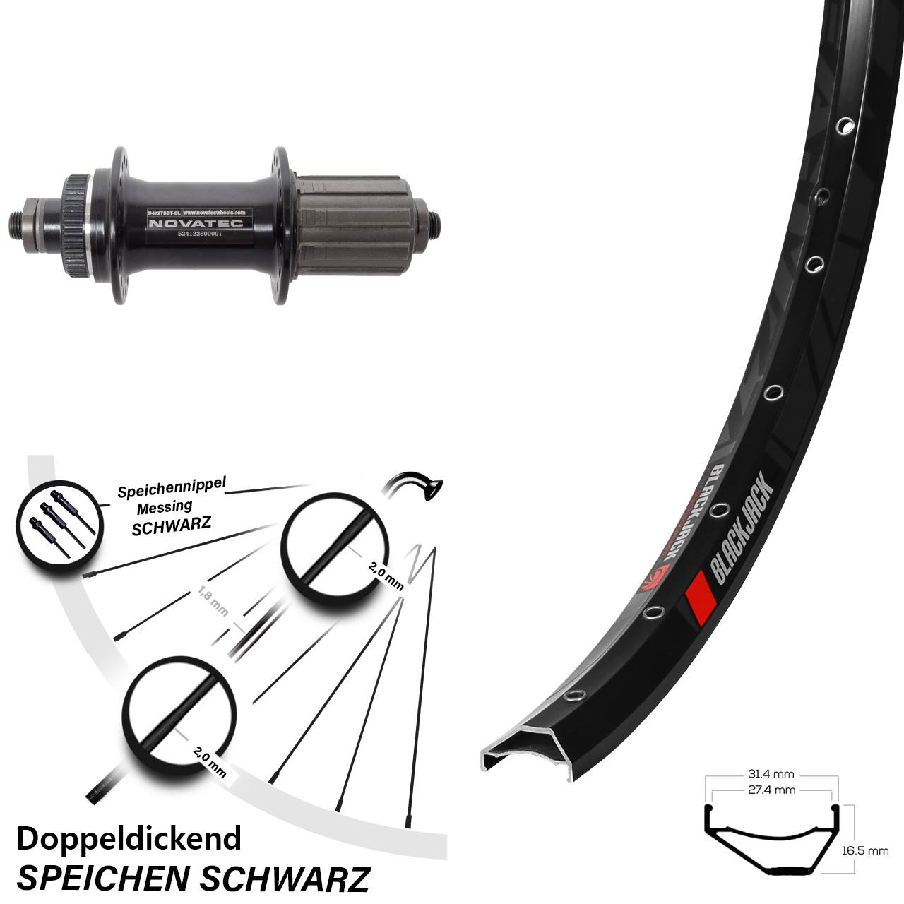 Centerlock Hinterrad 29 Zoll Rodi Ready 27 Novatec D472 8-12 fach HG für Schnellspanner
