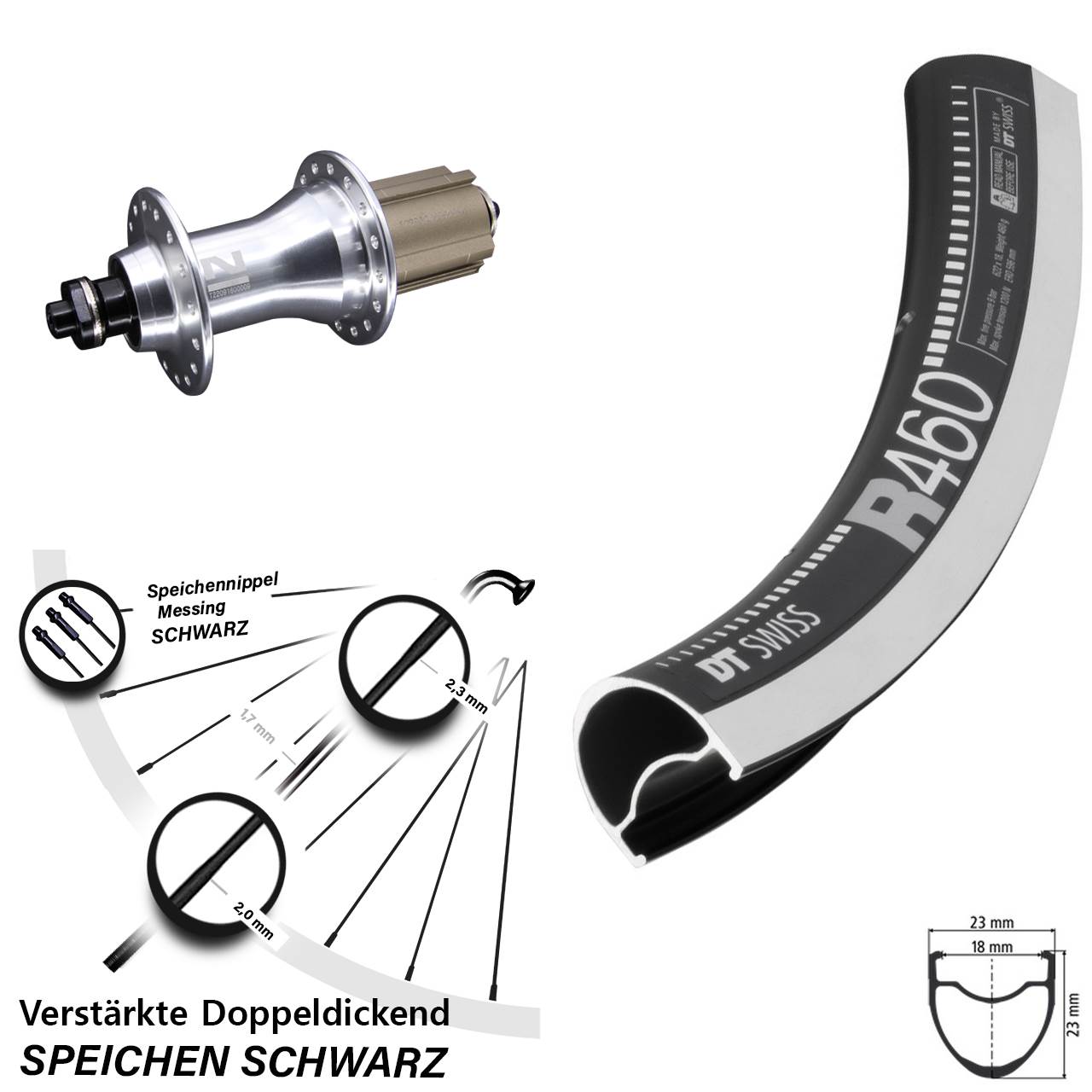 Hinterrad 28 Zoll DT Swiss R 460 CNC Novatec F162 8-12 fach Campa QR
