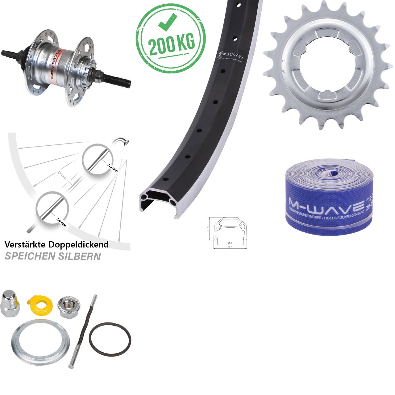 26 Zoll Hinterrad Shimano Nexus 3 Gang KX Industry