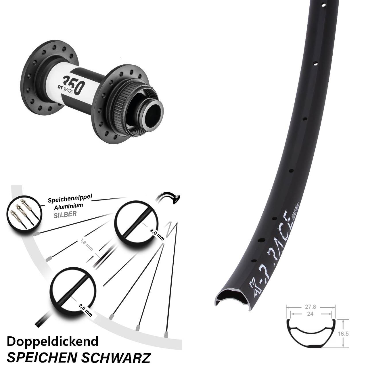 29 Zoll KX-R Race DT Swiss 350 Vorderrad Centerlock 15x110 Boost