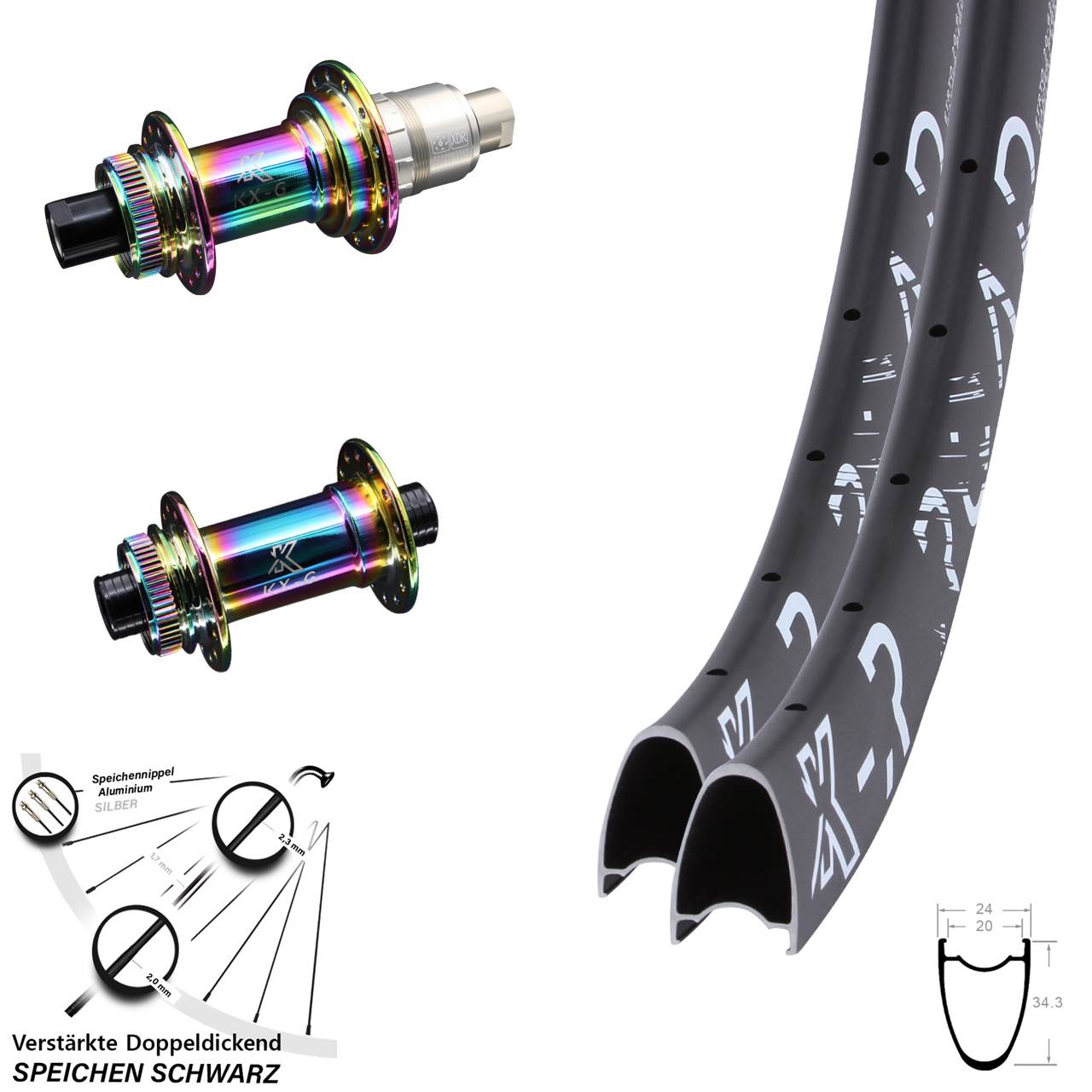 Centerlock Laufradsatz 12x100/142 28 Zoll KX-GR Road Oilslick SRAM XDR