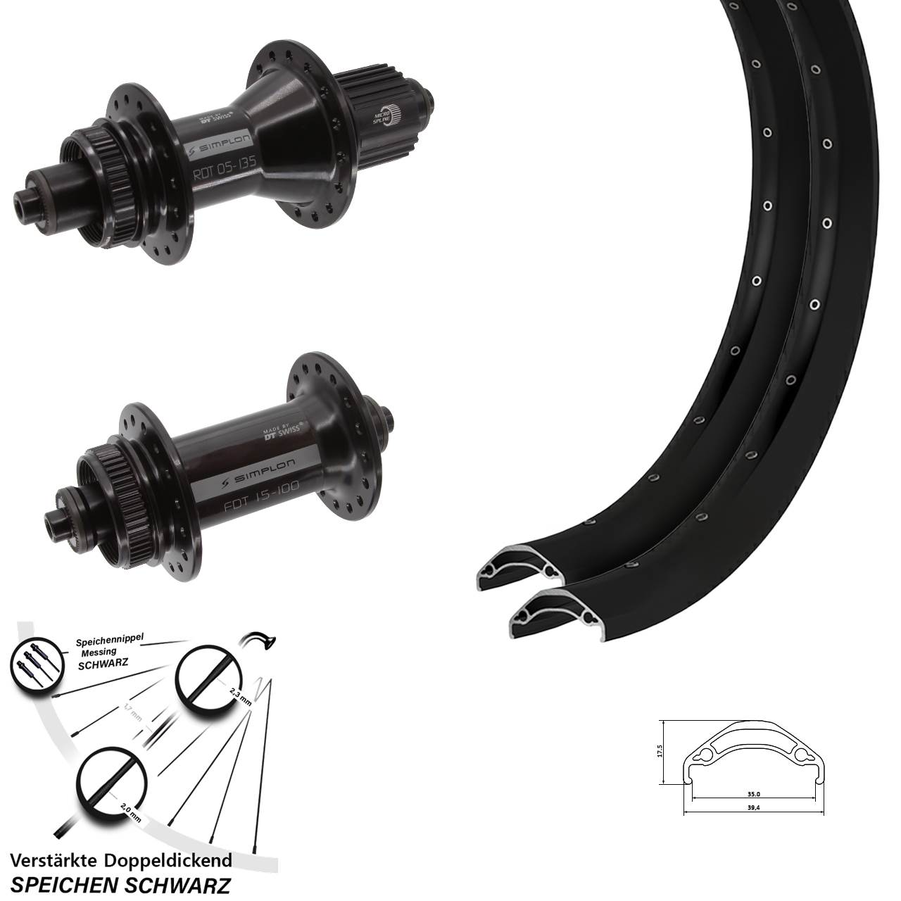 Ryde Disc 35 DT Swiss 370 Hybrid Laufradsatz 29 Zoll Micro Spline