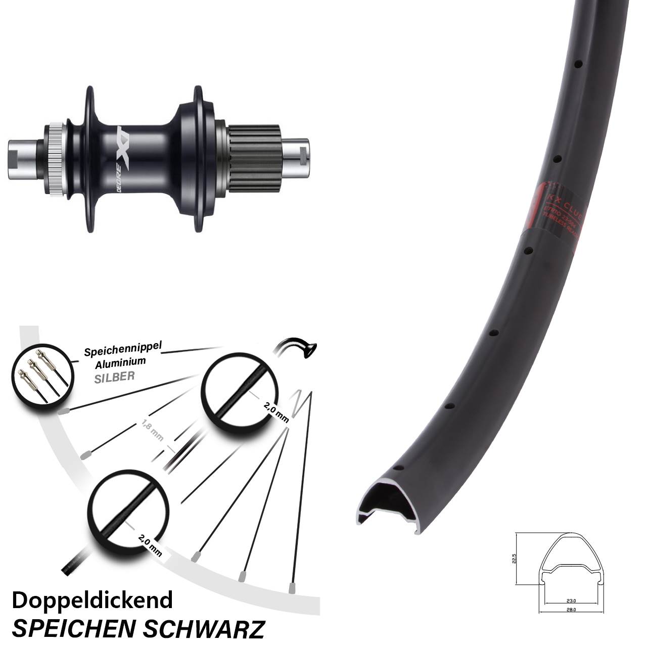 Disc Laufrad 12x142 27,5 Zoll KX Clue Shimano FH-M8110 Micro Spline