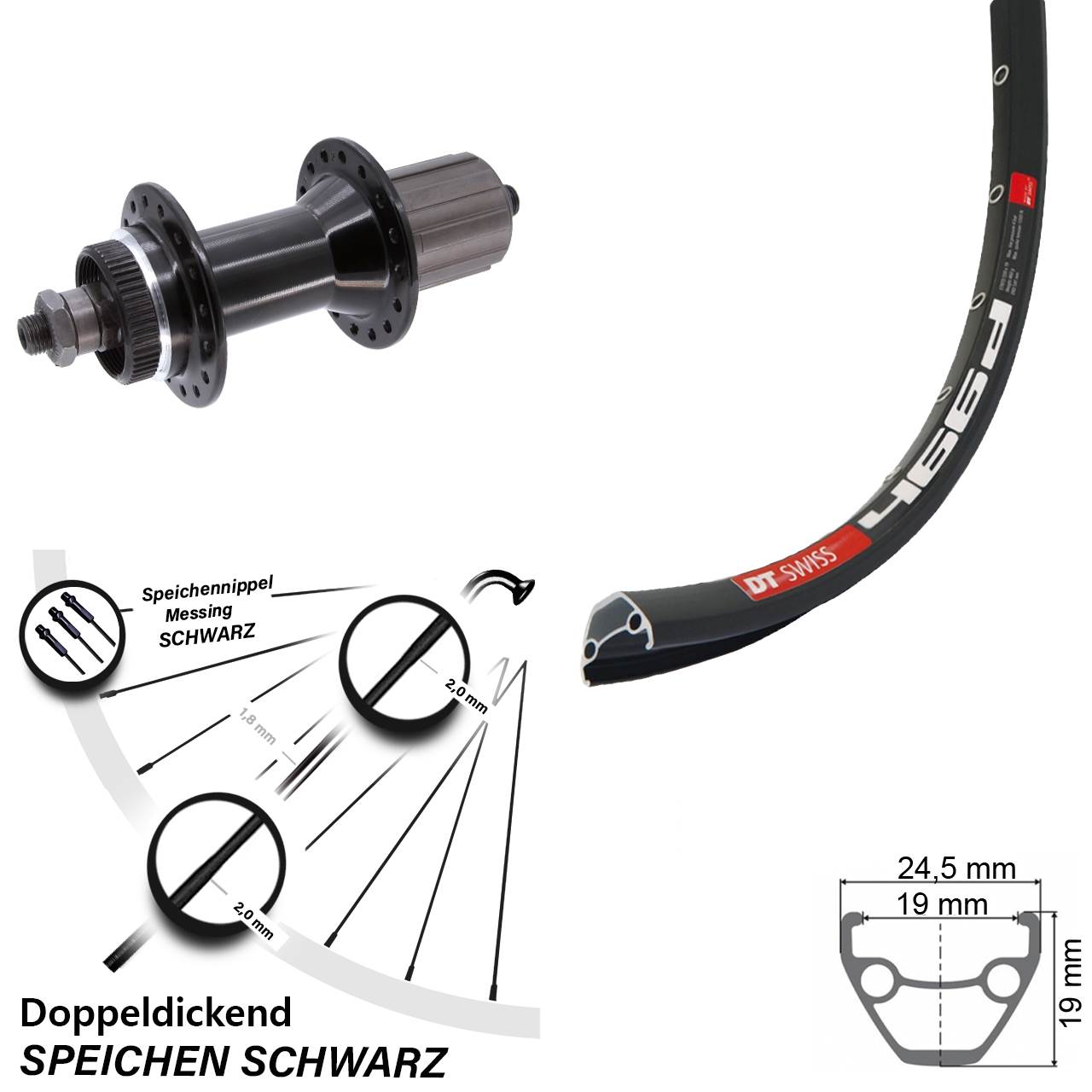 DT Swiss 466d 28 Zoll Hinterrad Joytech 8-11 fach