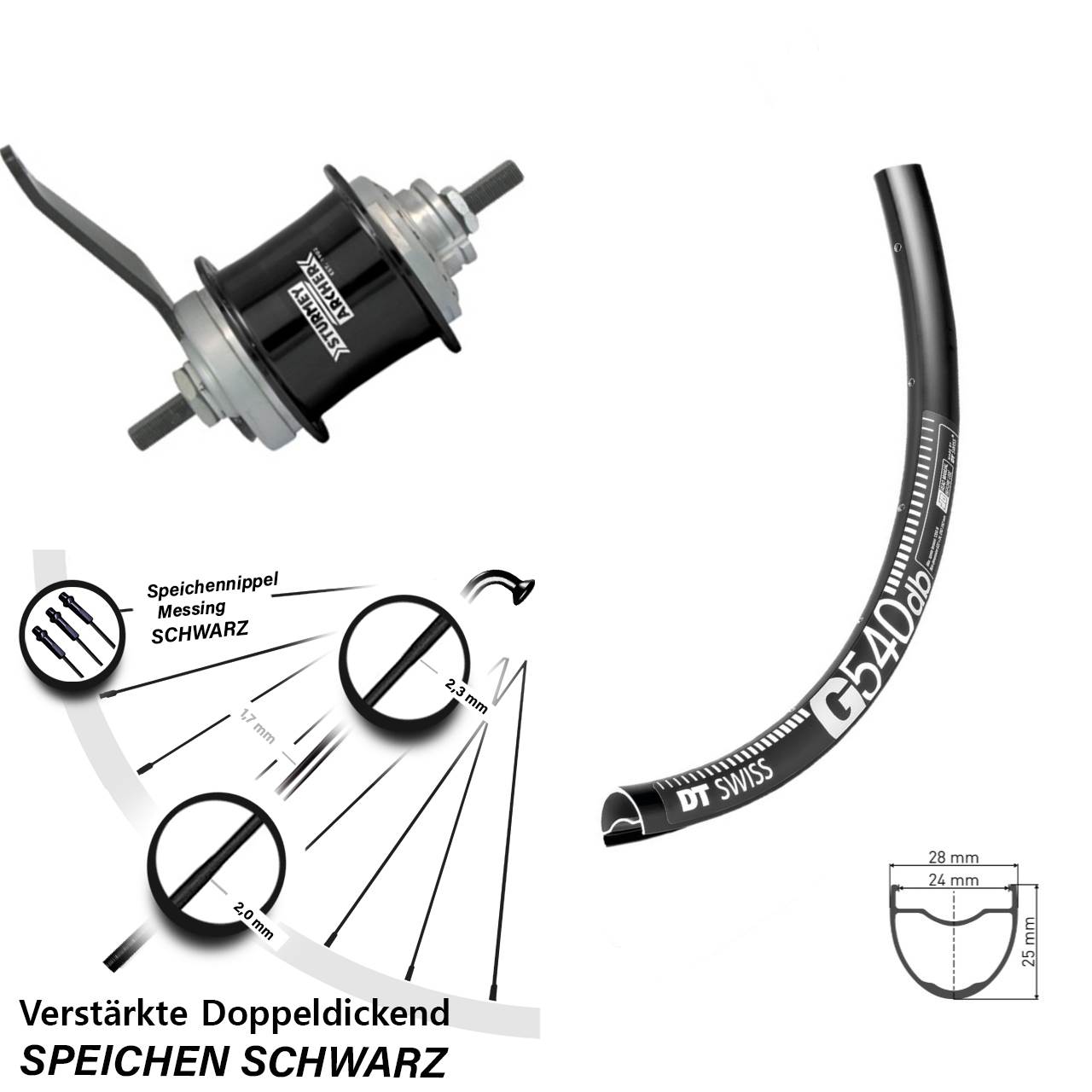 27,5 Zoll DT Swiss G540 Sturmey Archer Duomatic mit Rücktrittbremse