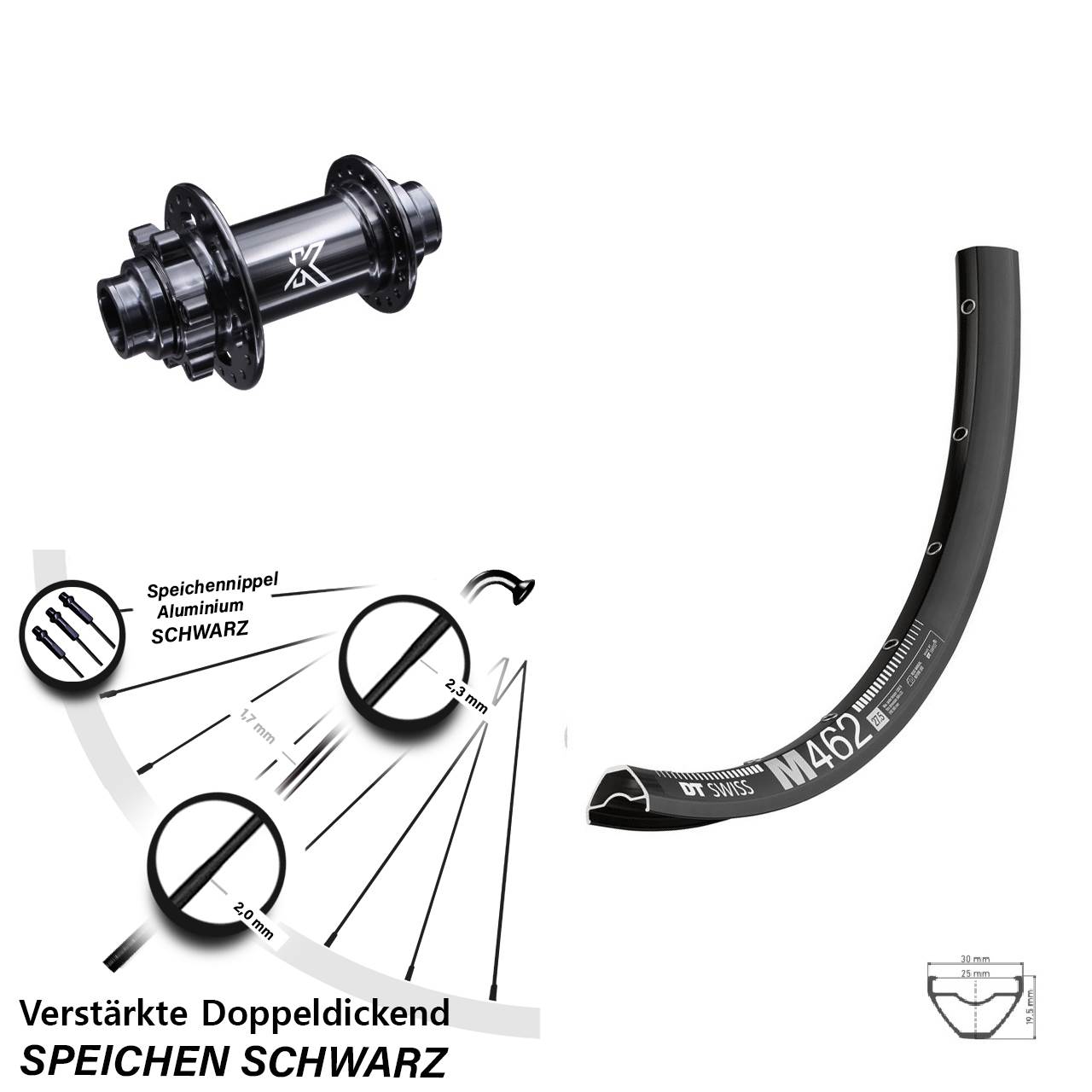 DT Swiss M 462 KX-M Steckachse 650B Disc Laufrad 20x110 (DH alt)