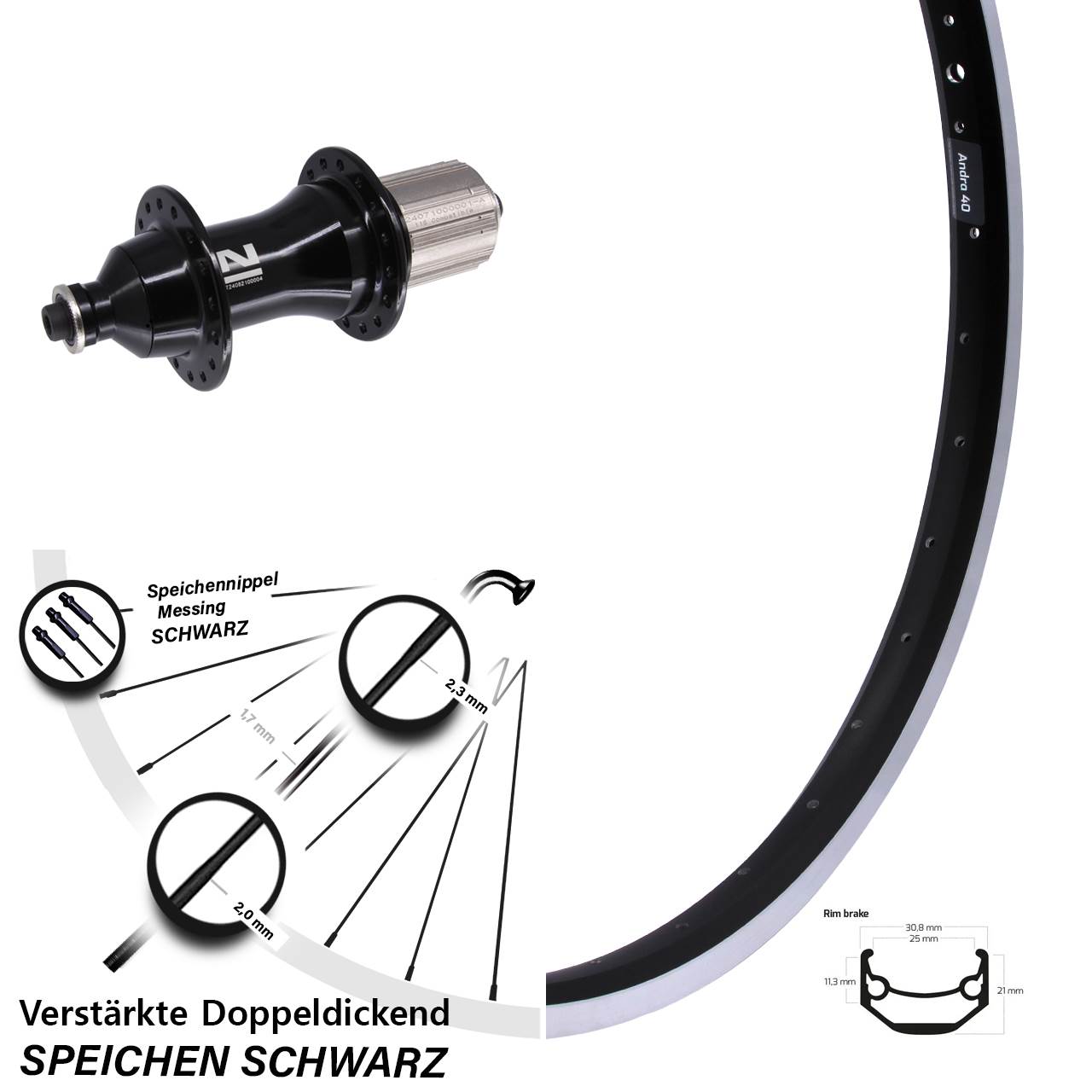 26 Zoll Ryde Andra 40 Novatec F162 Heavy Duty Hinterrad QR 8-12 fach