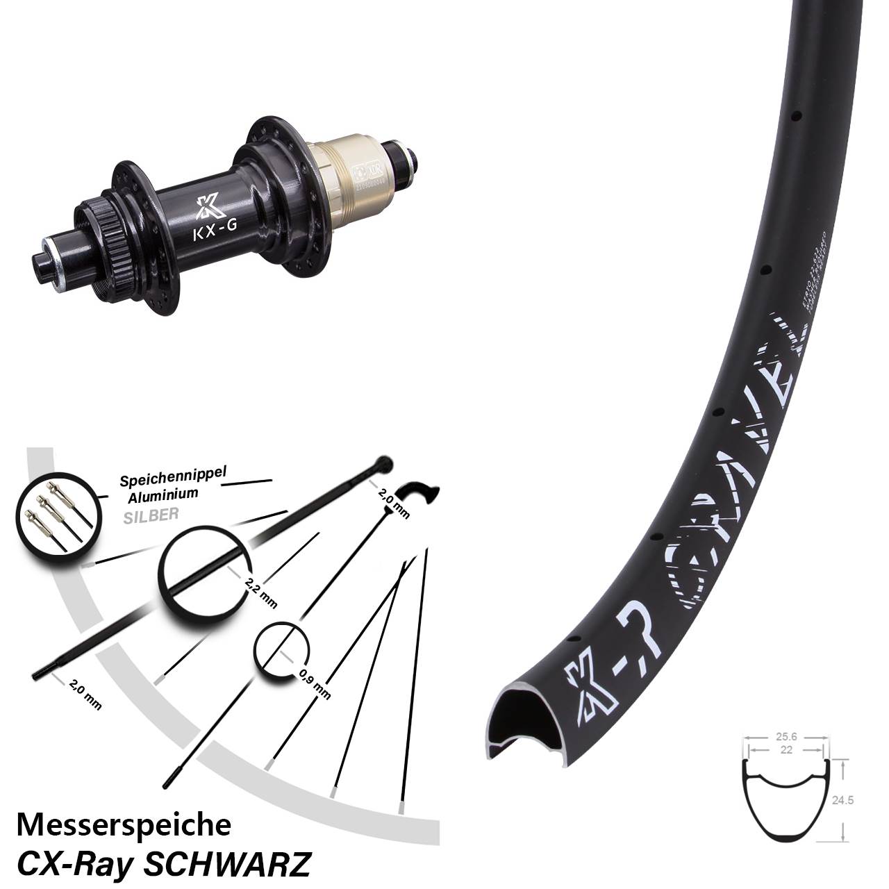 28 Zoll KX-R Gravel Messerspeiche Disc Hinterrad für Schnellspanner SRAM XDR CX-Ray