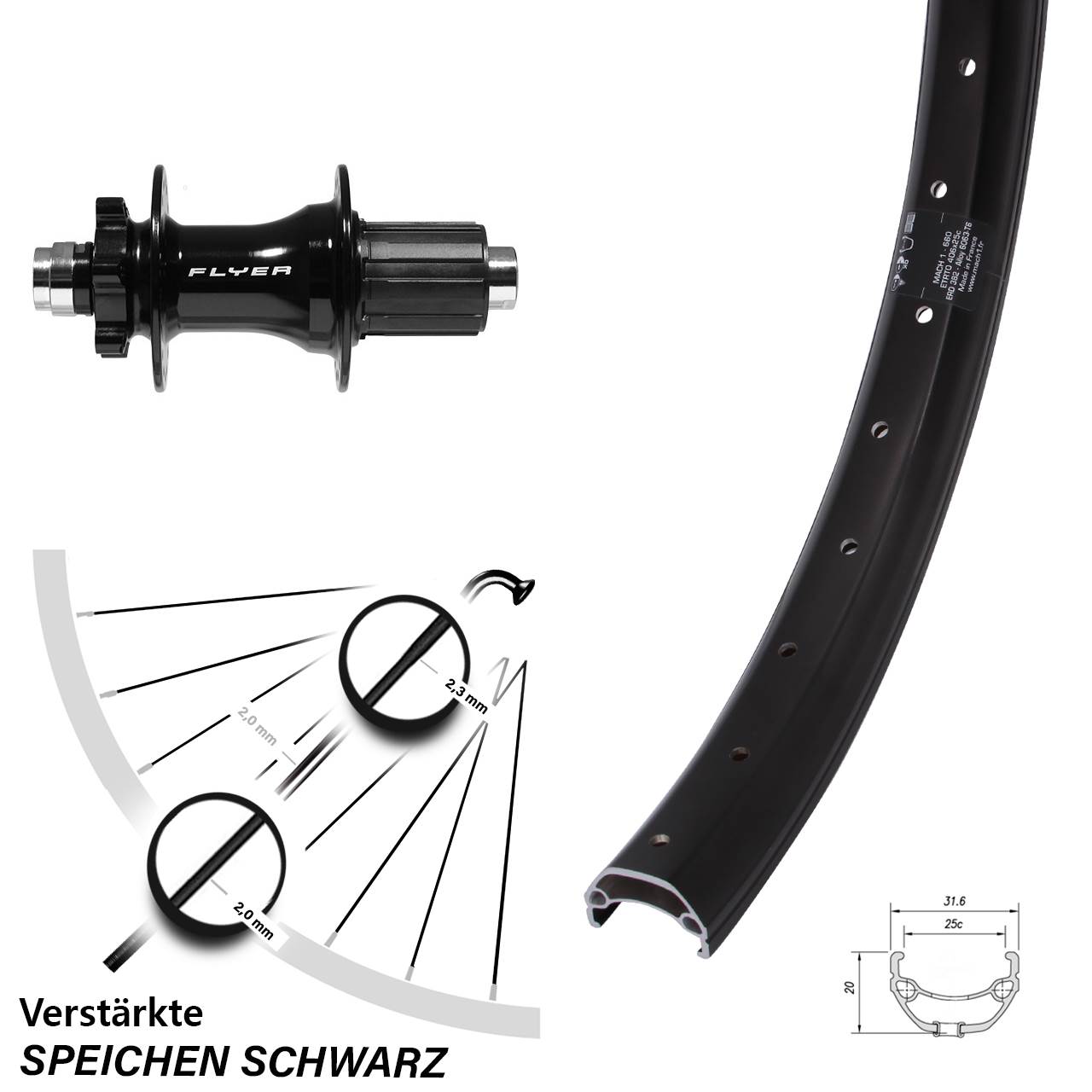 Mach1 Kargo Formula DHT-142 20 Zoll Hinterrad 6-Loch Disc 12x142 8-11 fach HG