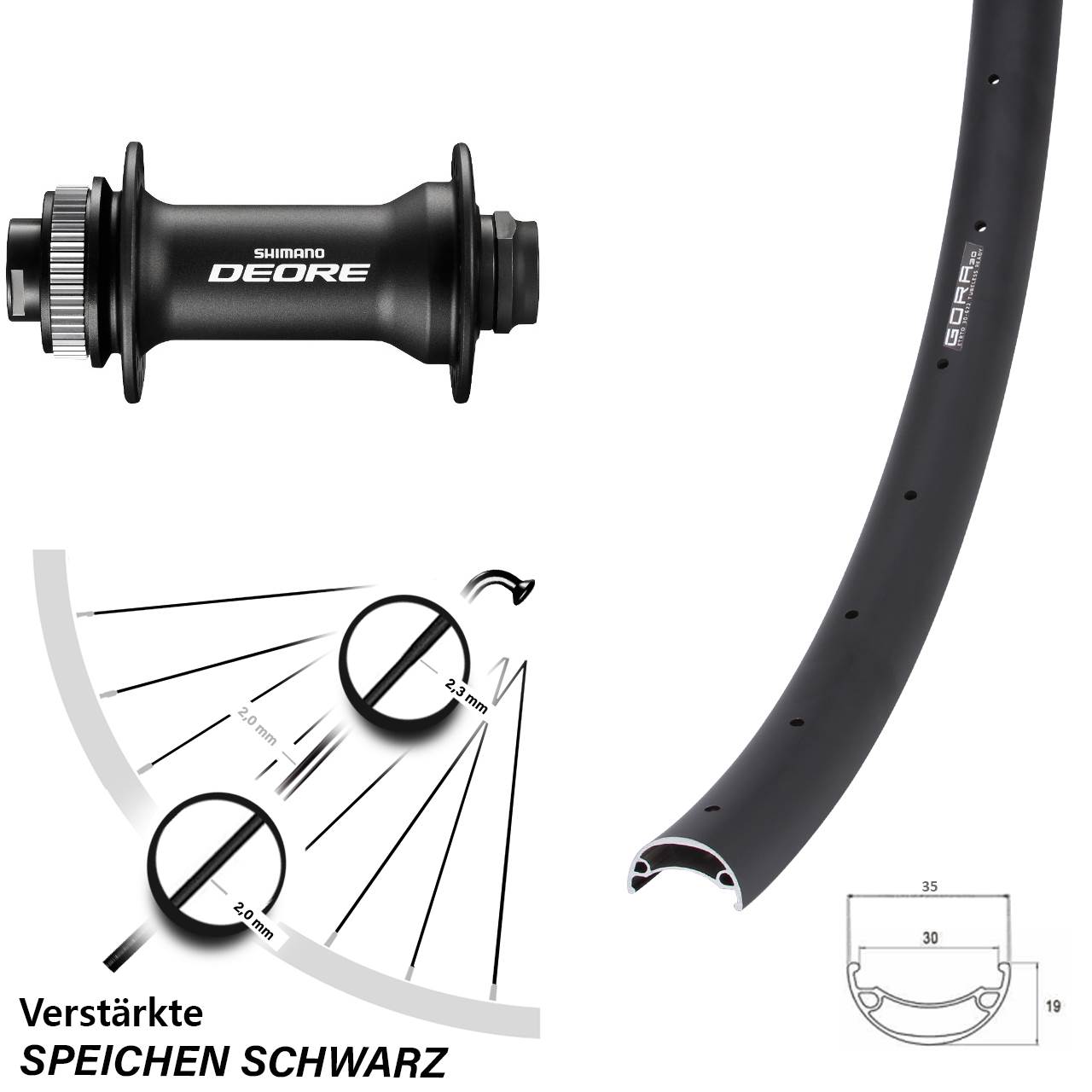 Gora 30 Shimano Deore HB-M618 Boost 29 Zoll Disc Vorderrad 15x110