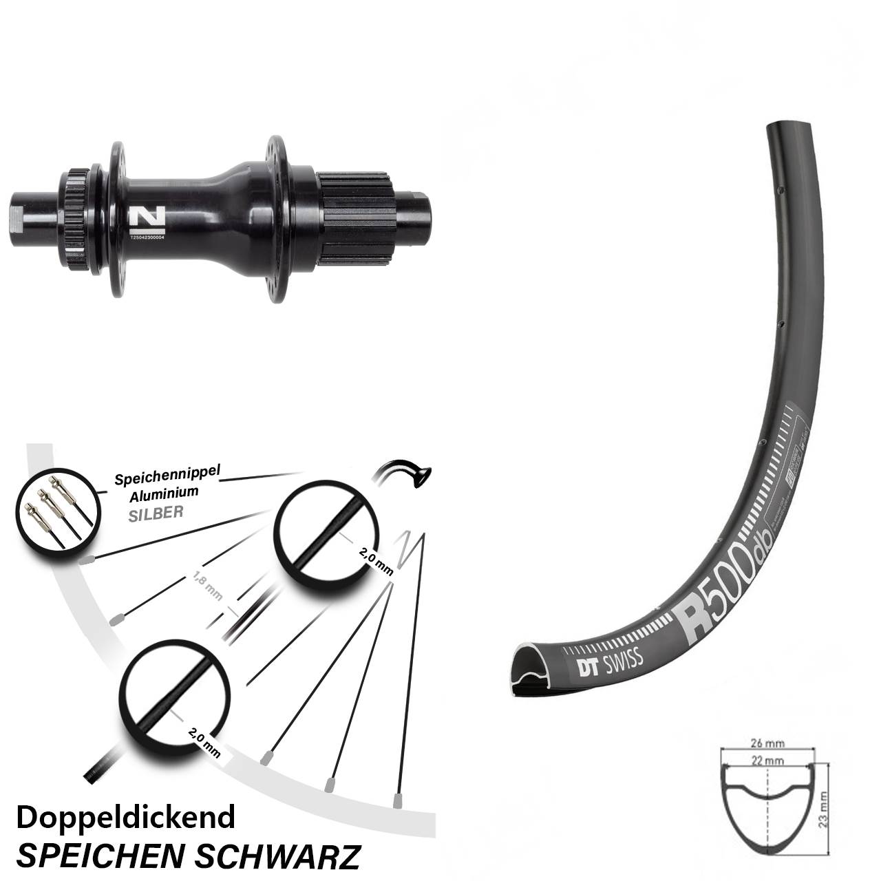 DT Swiss R500 Novatec D792 28-29 Zoll Disc Hinterrad 12x142 Shimano Micro Spline