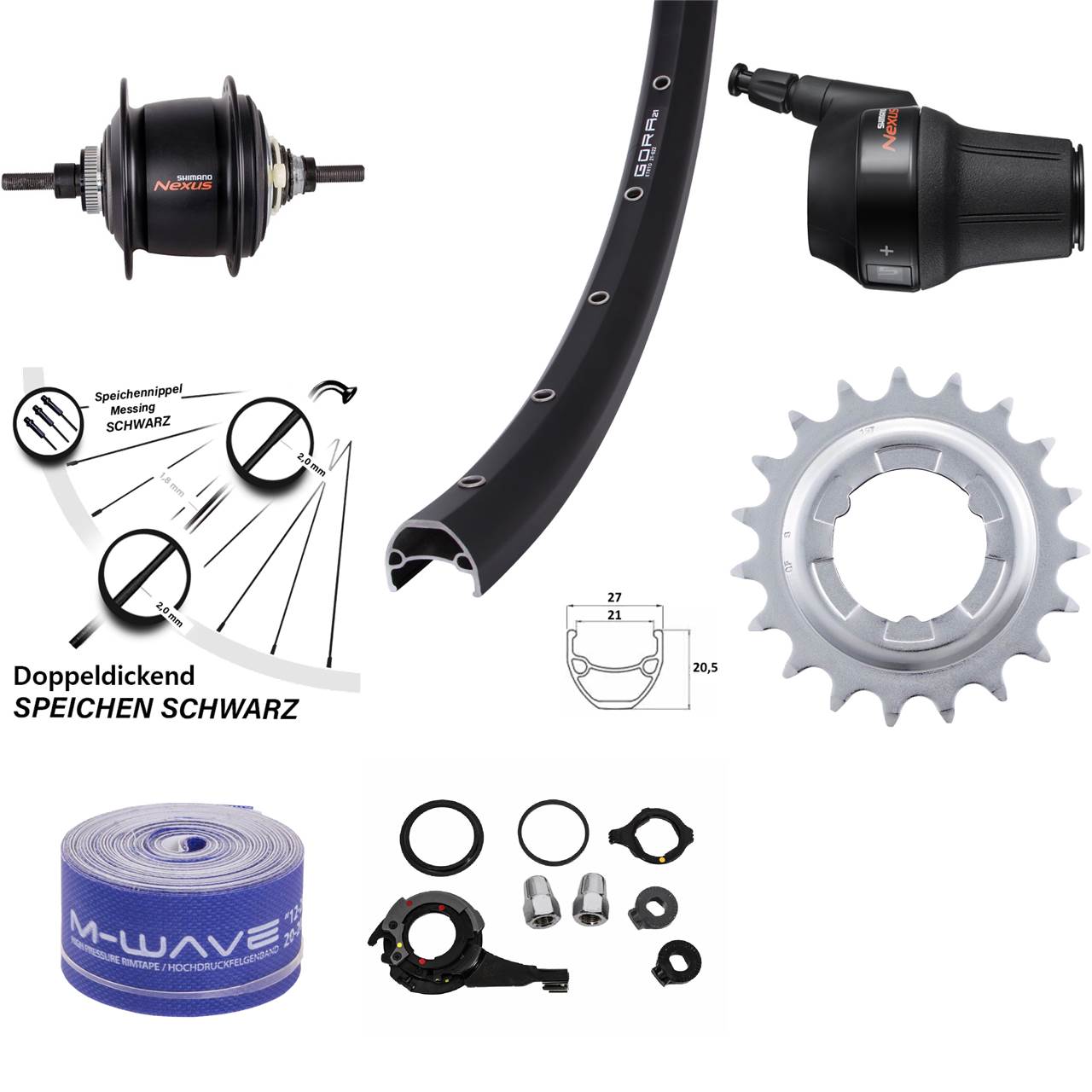 28 Zoll Gora 21 Shimano Nexus 8-Gang Centerlock Hinterrad