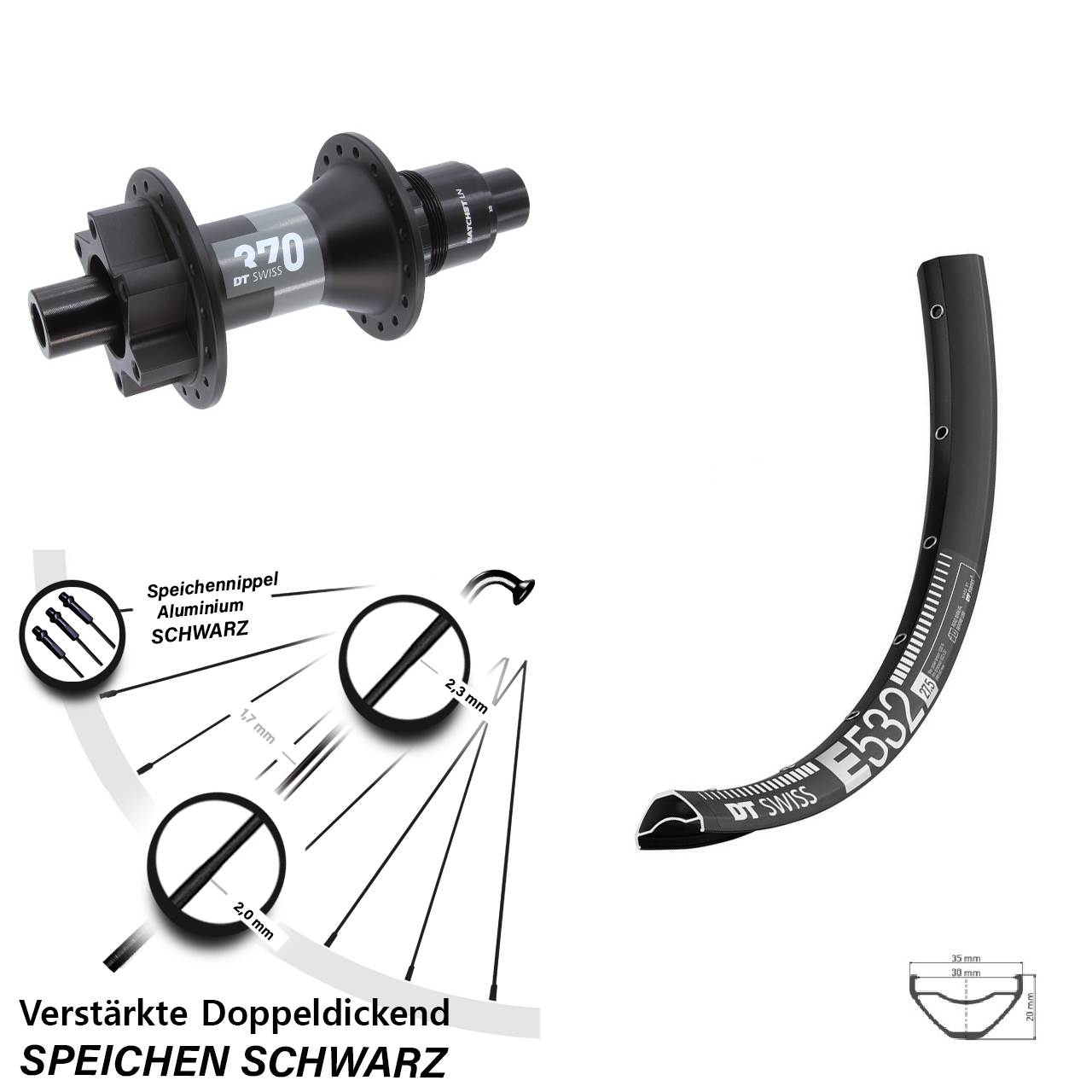 DT Swiss E 532-370 29 Zoll Disc Laufrad 12x148 Boost XD 11-12 fach
