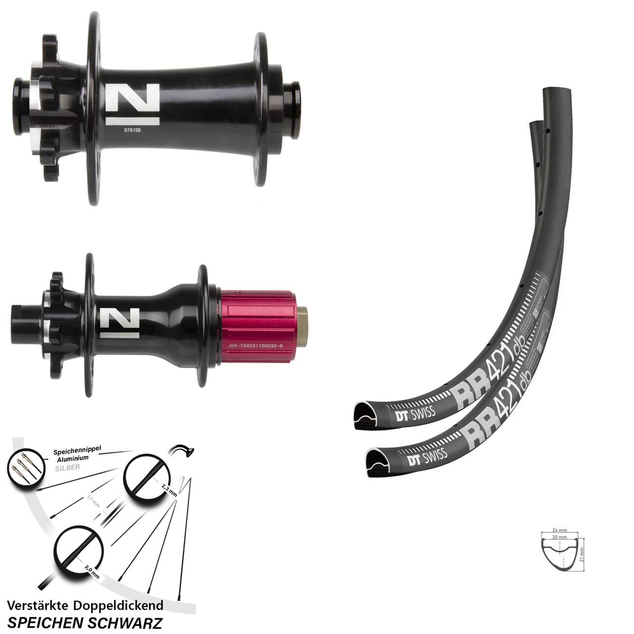 DT Swiss RR 421 Novatec D791-D792 28 Zoll Disc Laufradsatz 12x100/142 8-12 fach