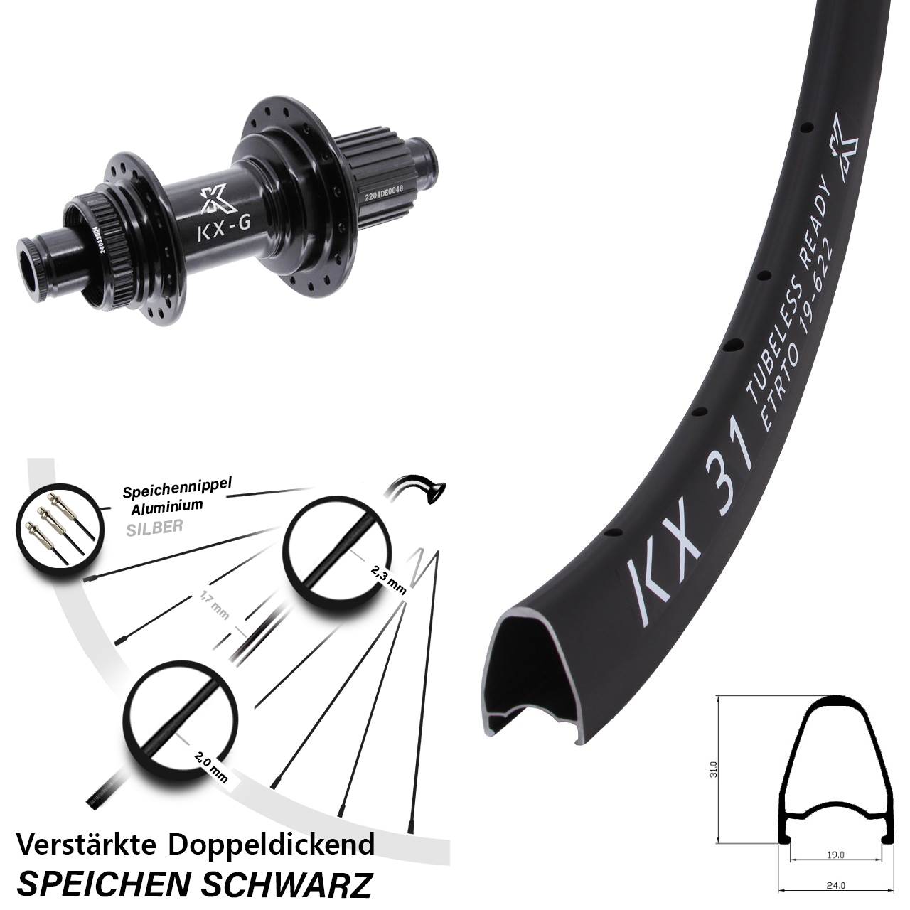 KX-GS 31 verstärkt 28 Zoll Disc Hinterrad 12x142 Micro Spline