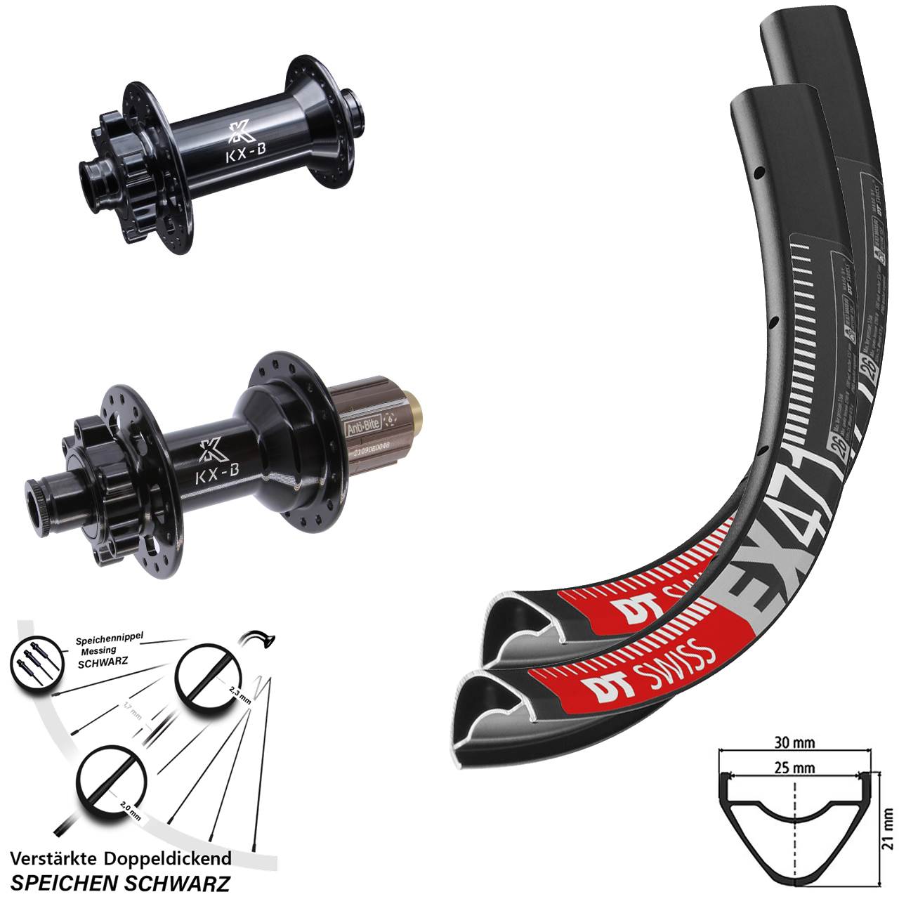 650B DT Swiss EX 471 KX-B Laufradsatz 6-Loch 15x110 12x148 8-11 fach