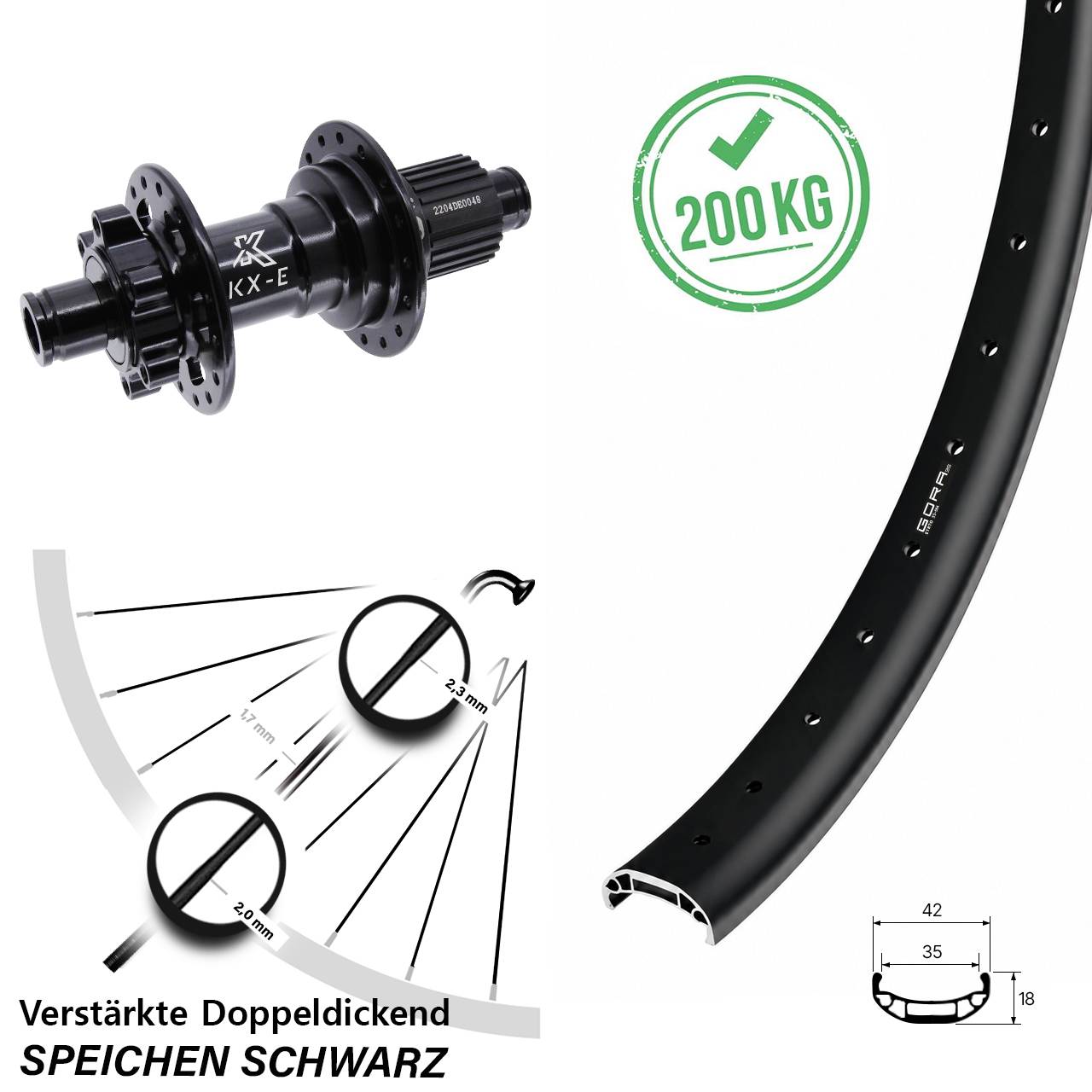 Gora 35 Heavy Duty KX-E 27,5 Zoll Disc Laufrad 12x142 Micro Spline