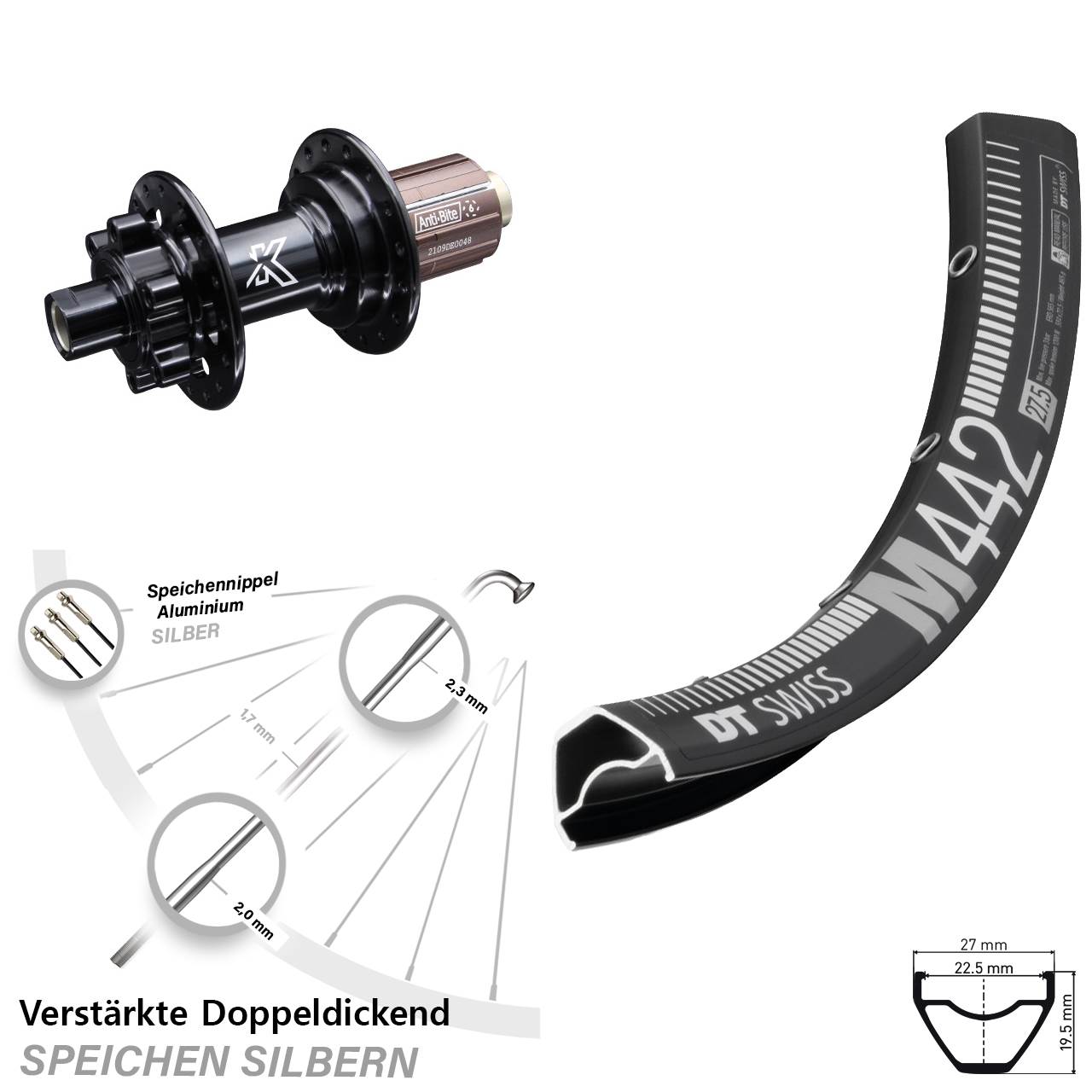 Disc Hinterrad 28-29 Zoll DT Swiss M442 KX-M 8-12 fach HG 12x142