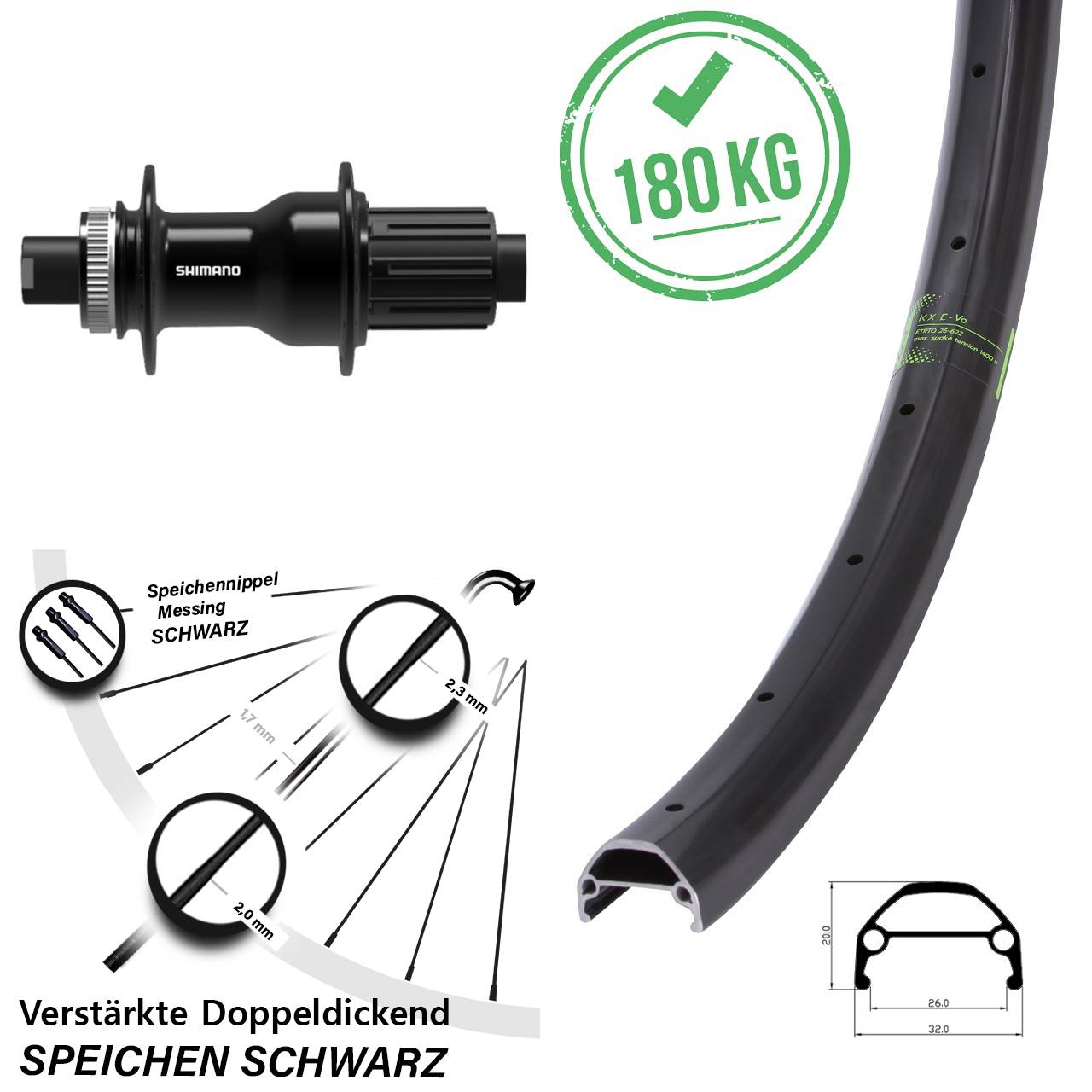 KX Evo Shimano FH-TC500-B 29 Zoll Hinterrad Centerlock 12x148 Boost 8-11 fach HG