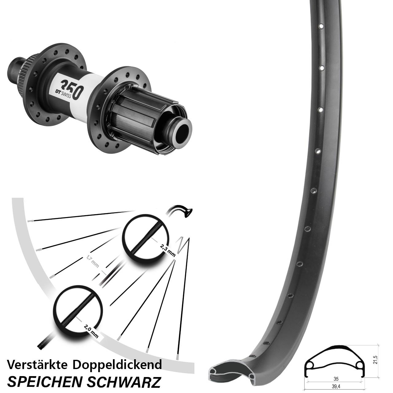 27,5 Zoll Ambrosio E35 DT Swiss 350 Centerlock Hinterrad 12x148 8-11 fach