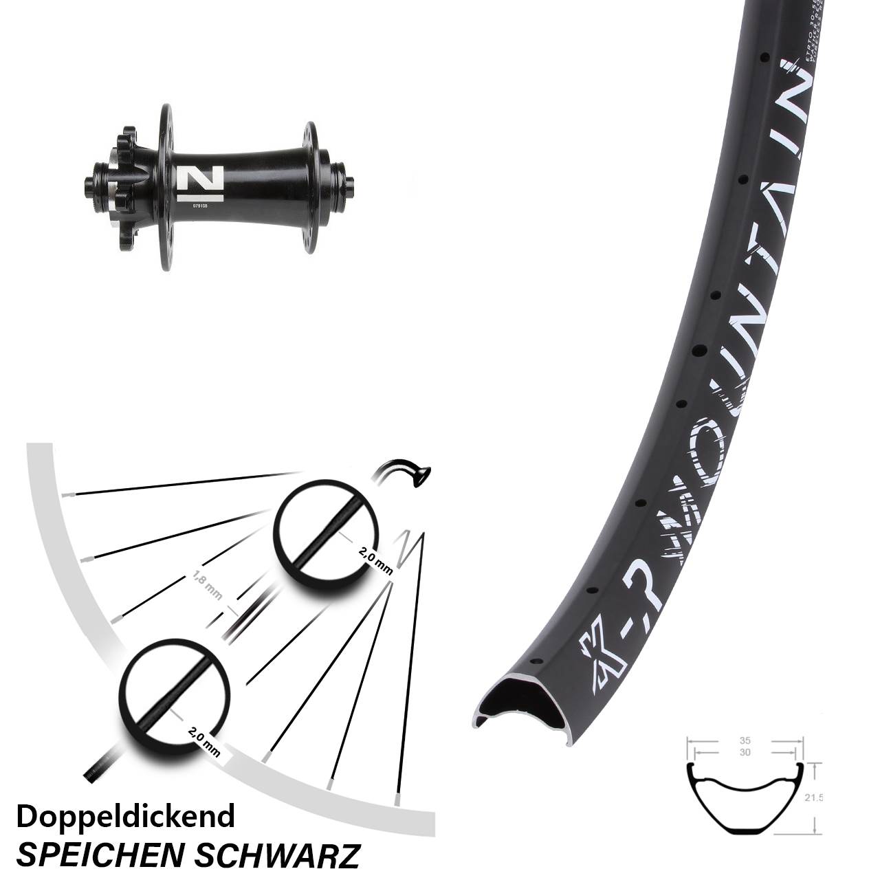 Disc Laufrad 27,5 Zoll KX-R Mountain Novatec D791 QR