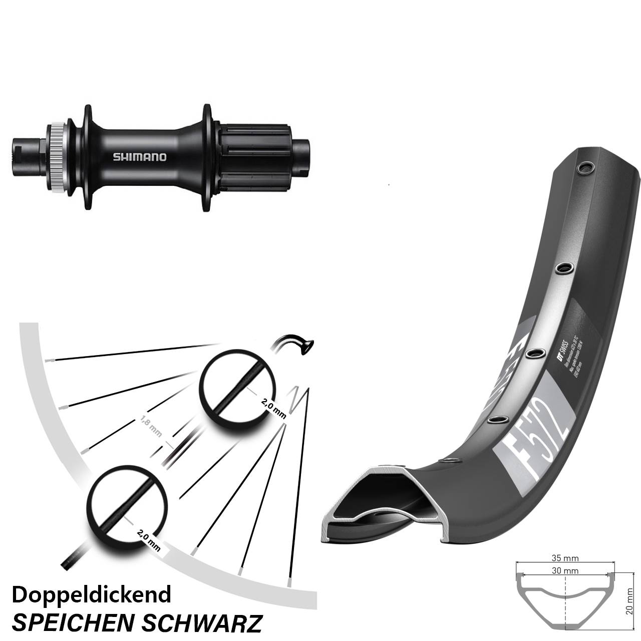 Disc Laufrad 27,5 Zoll DT Swiss F572 Shimano FH-MT400 8-11 fach 12x142