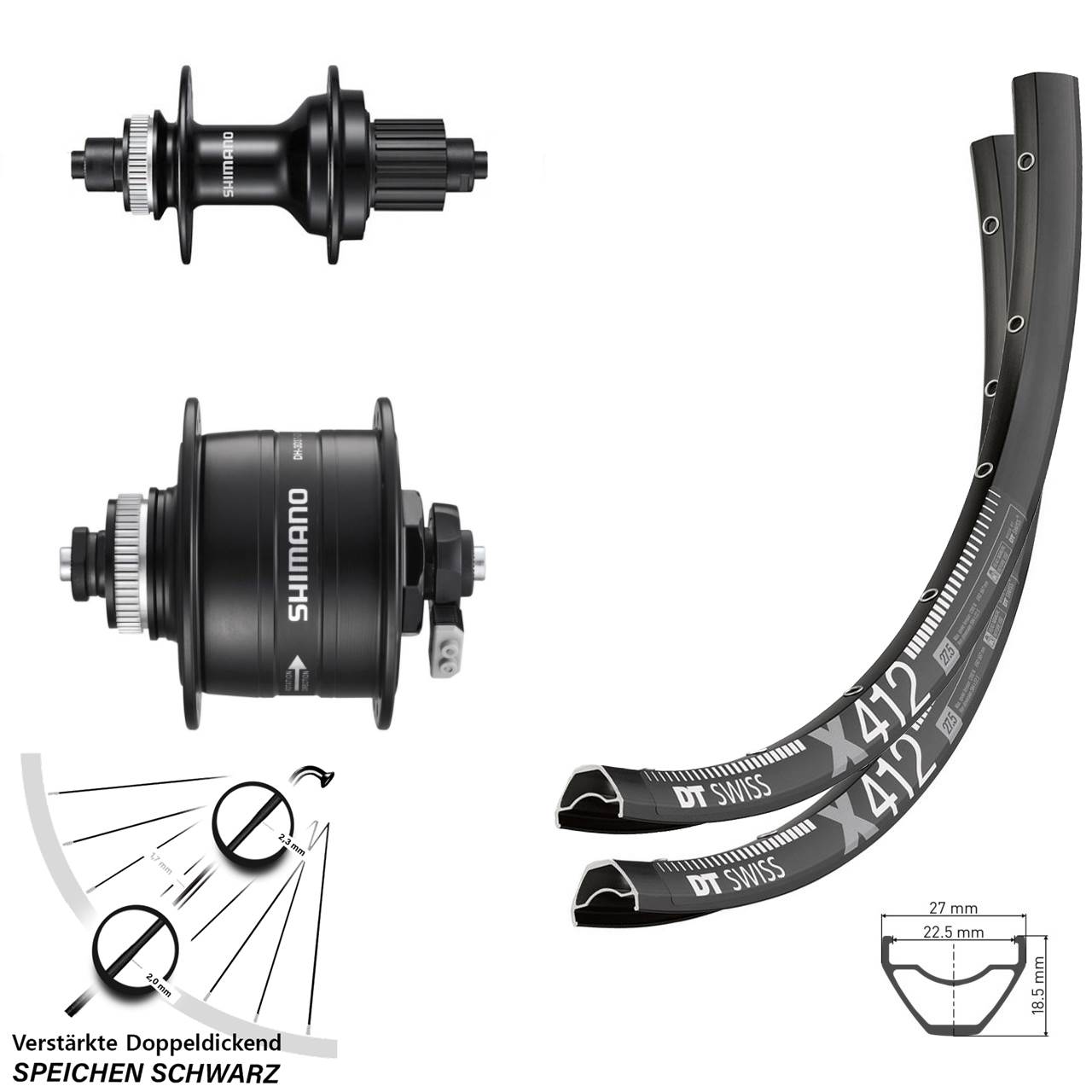Centerlock Laufradsatz QR 28 Zoll DT Swiss X 412 Shimano DH-3D37 MT500 Micro Spline