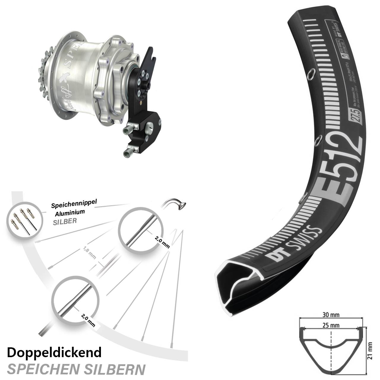 DT Swiss E512 Rohloff Speedhub 500/14 CC DB OEM2 650B Disc Laufrad