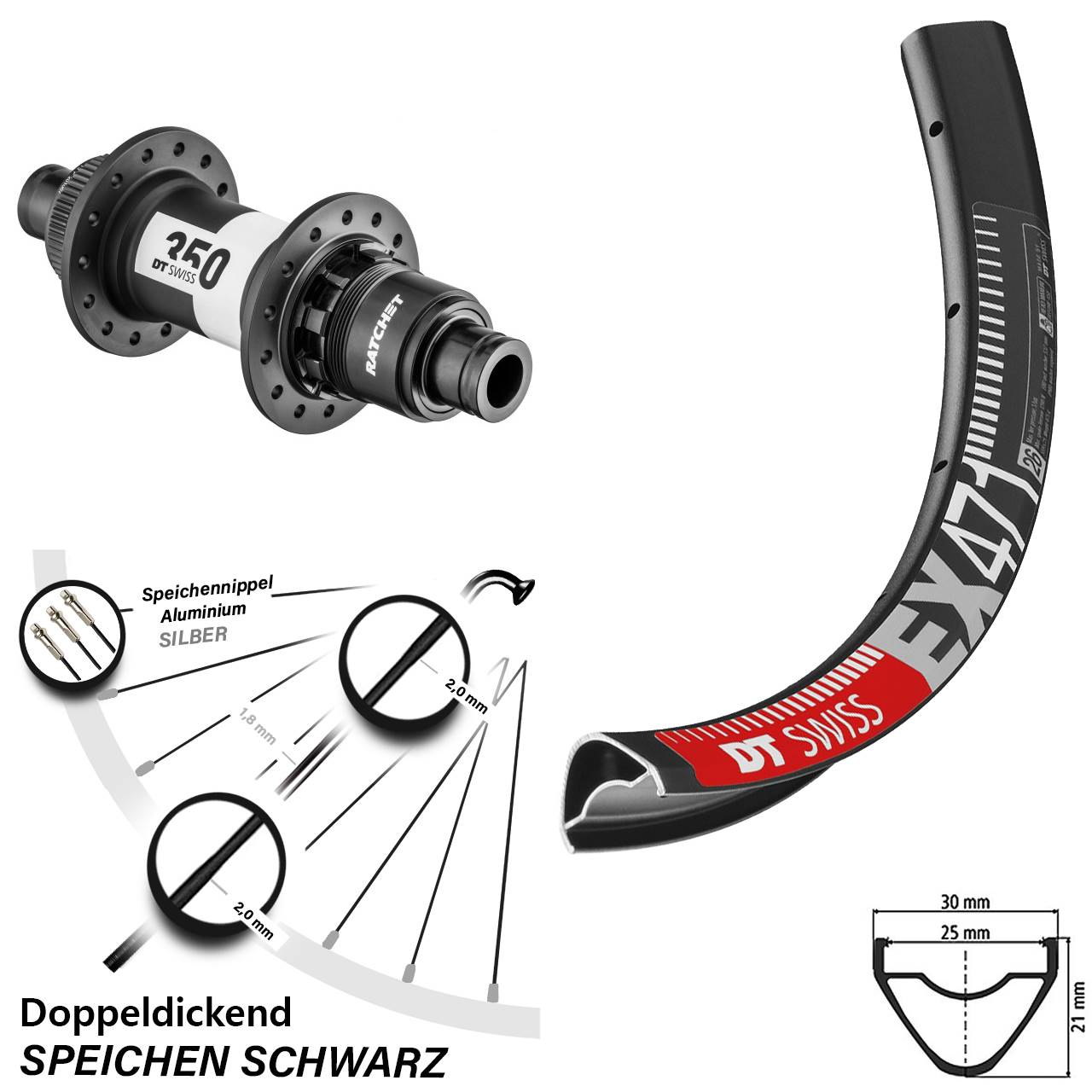 DT Swiss EX 471 27,5 Zoll Centerlock Hinterrad 350 XDR 12x142