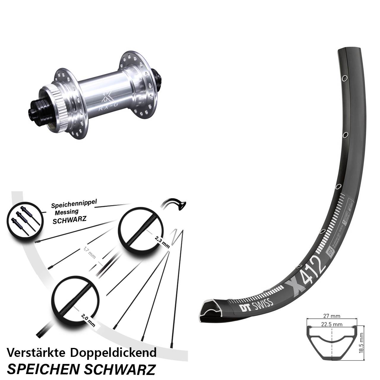 DT Swiss X412 KX-G Disc 29 Zoll Laufrad für Schnellspanner