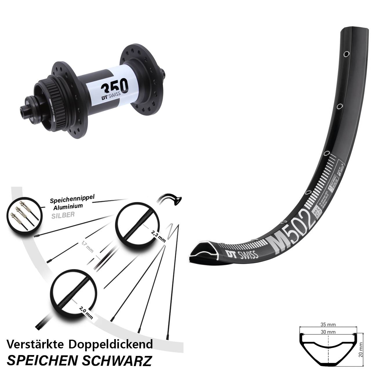 Disc Vorderrad für Schnellspanner 29 Zoll DT Swiss M 502-350