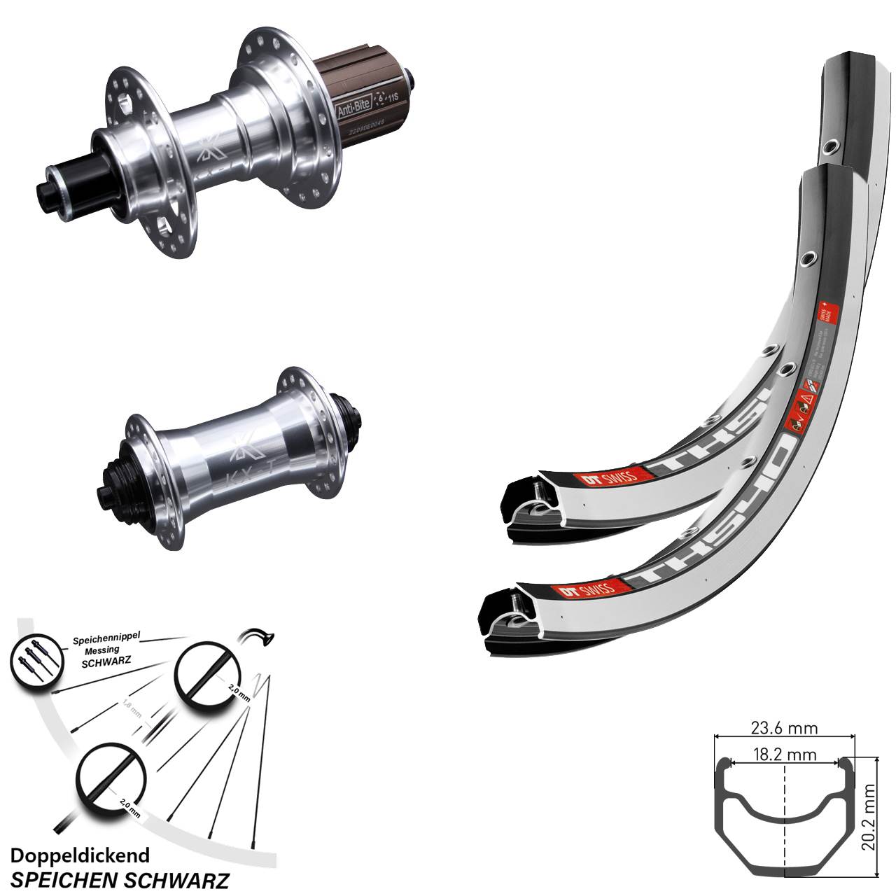 Laufradsatz für Schnellspanner 28 Zoll DT Swiss TK 540 KX-T verstärkt 8-12 fach HG