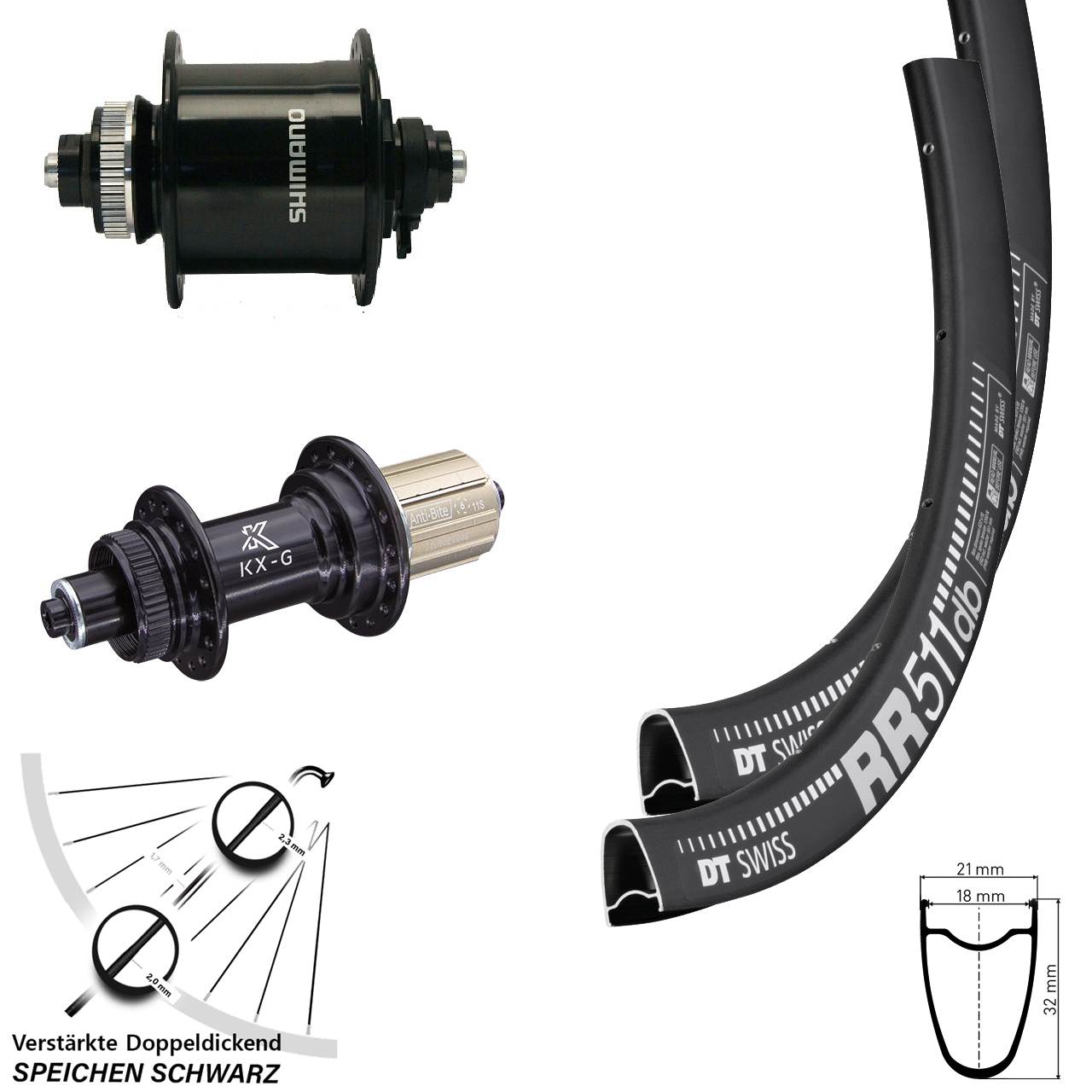 DT Swiss RR 511 KX-G Shimano DH-UR700-3D 28 Zoll Laufradsatz Centerlock QR 8-12 fach