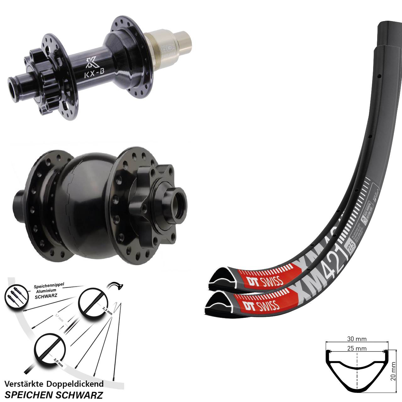 29 Zoll DT Swiss XM 421 KX-B SON 28 Disc Laufradsatz 15x110 12x148 SRAM XD