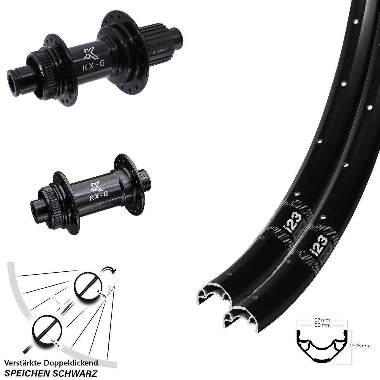 Disc Laufradsatz 29 Zoll WTB i23 KX-GS verstärkt Shimano Micro Spline 15x100 12x142
