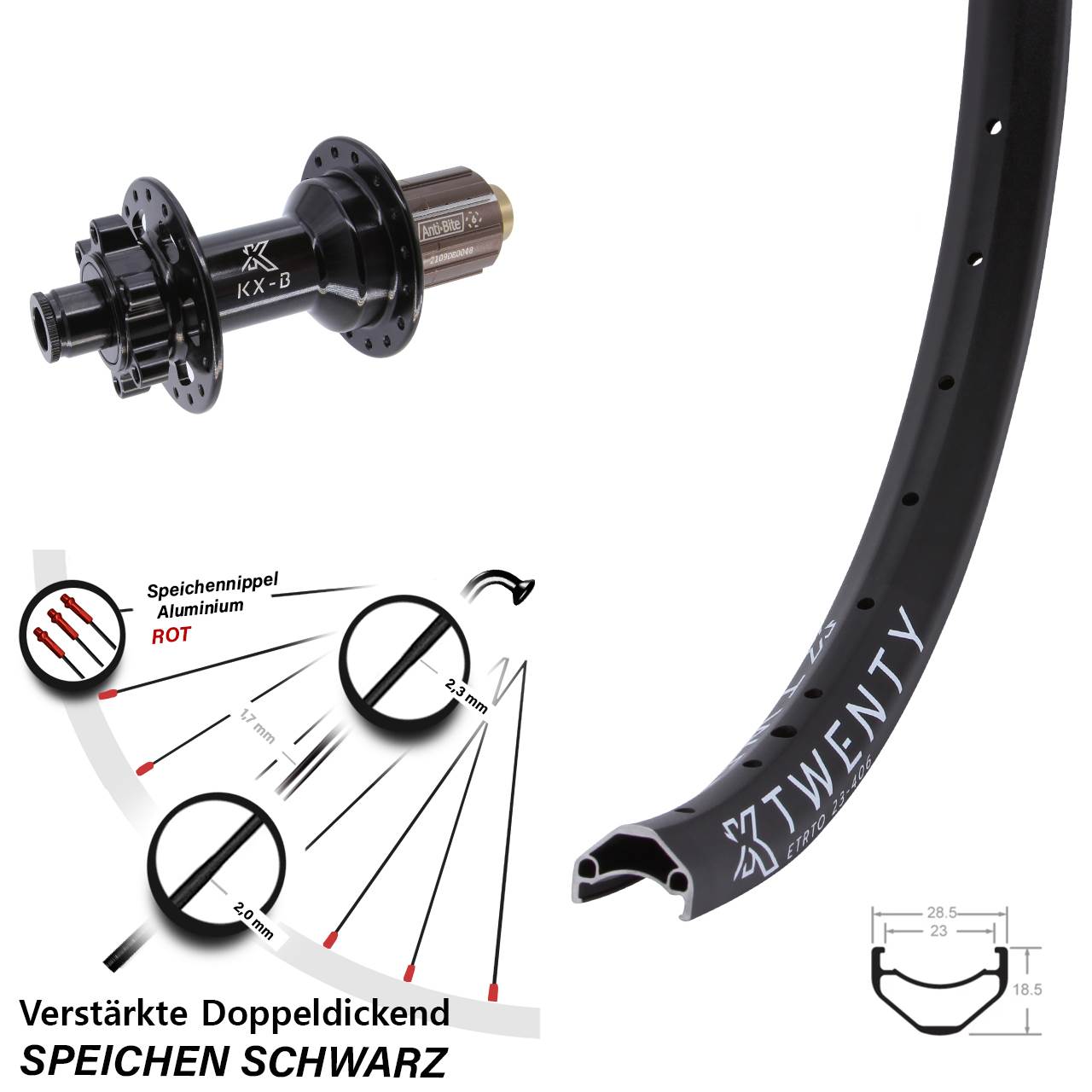 Disc Laufrad 20 Zoll KX-B Twenty 8-11 fach HG 12x148