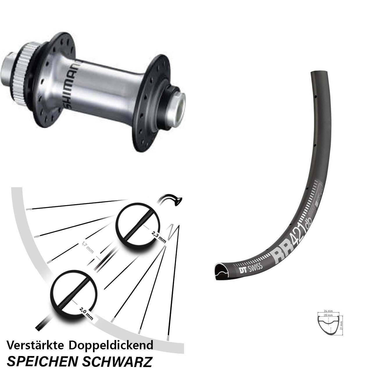 28 Zoll DT Swiss RR 421 Shimano HB-RS770 Centerlock Vorderrad 12x100