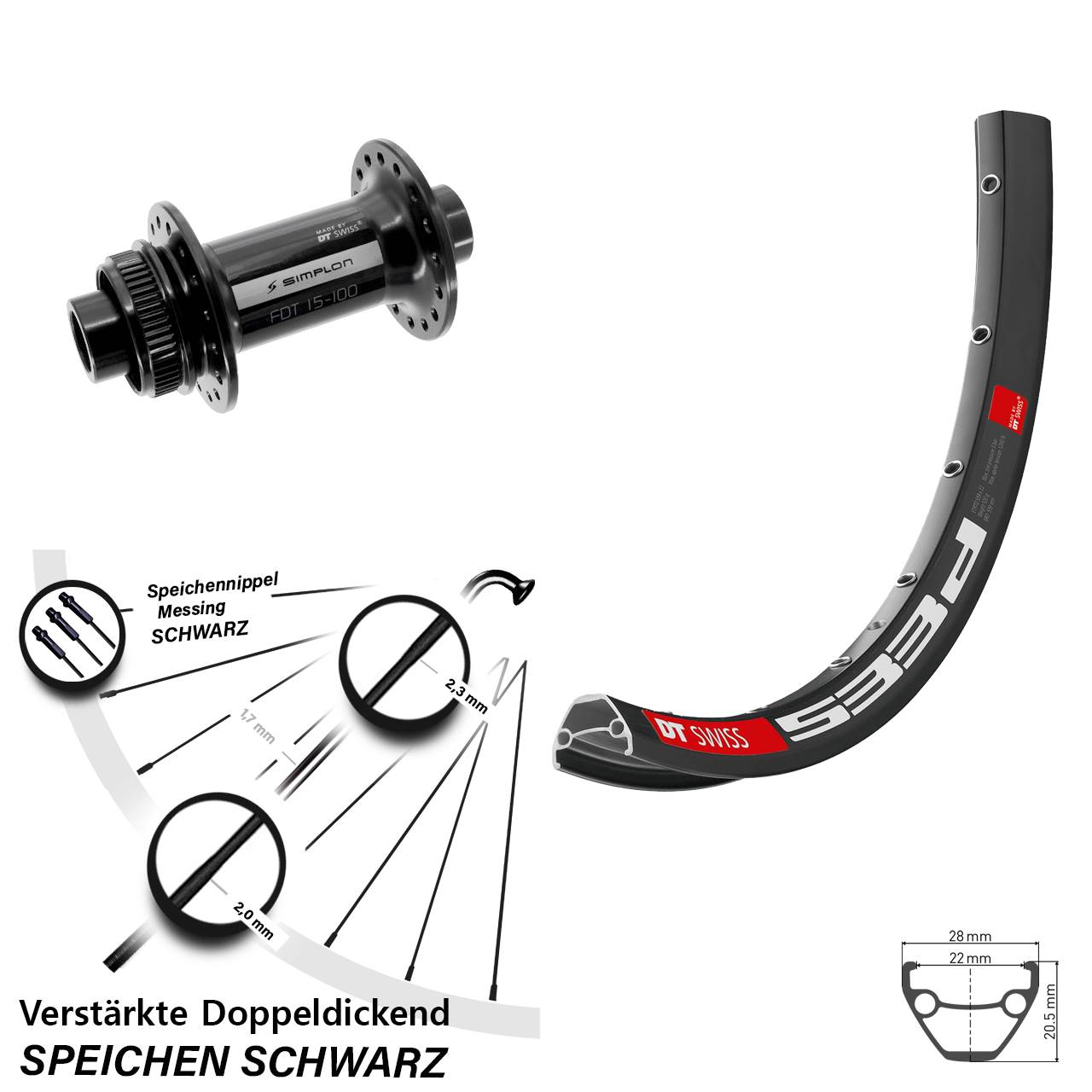 Vorderrad Centerlock 26 Zoll DT Swiss 533 D-370 15x100